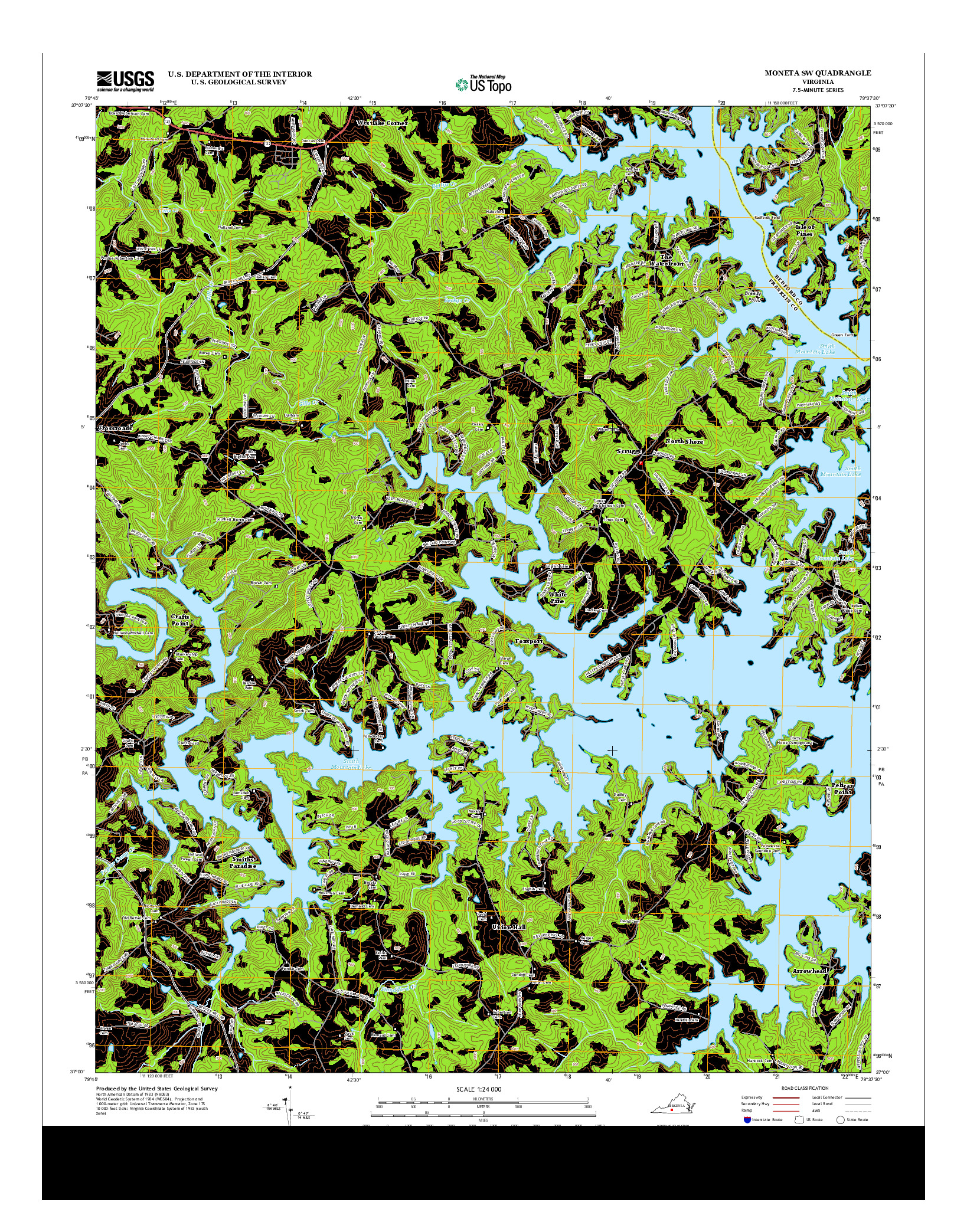 USGS US TOPO 7.5-MINUTE MAP FOR MONETA SW, VA 2013