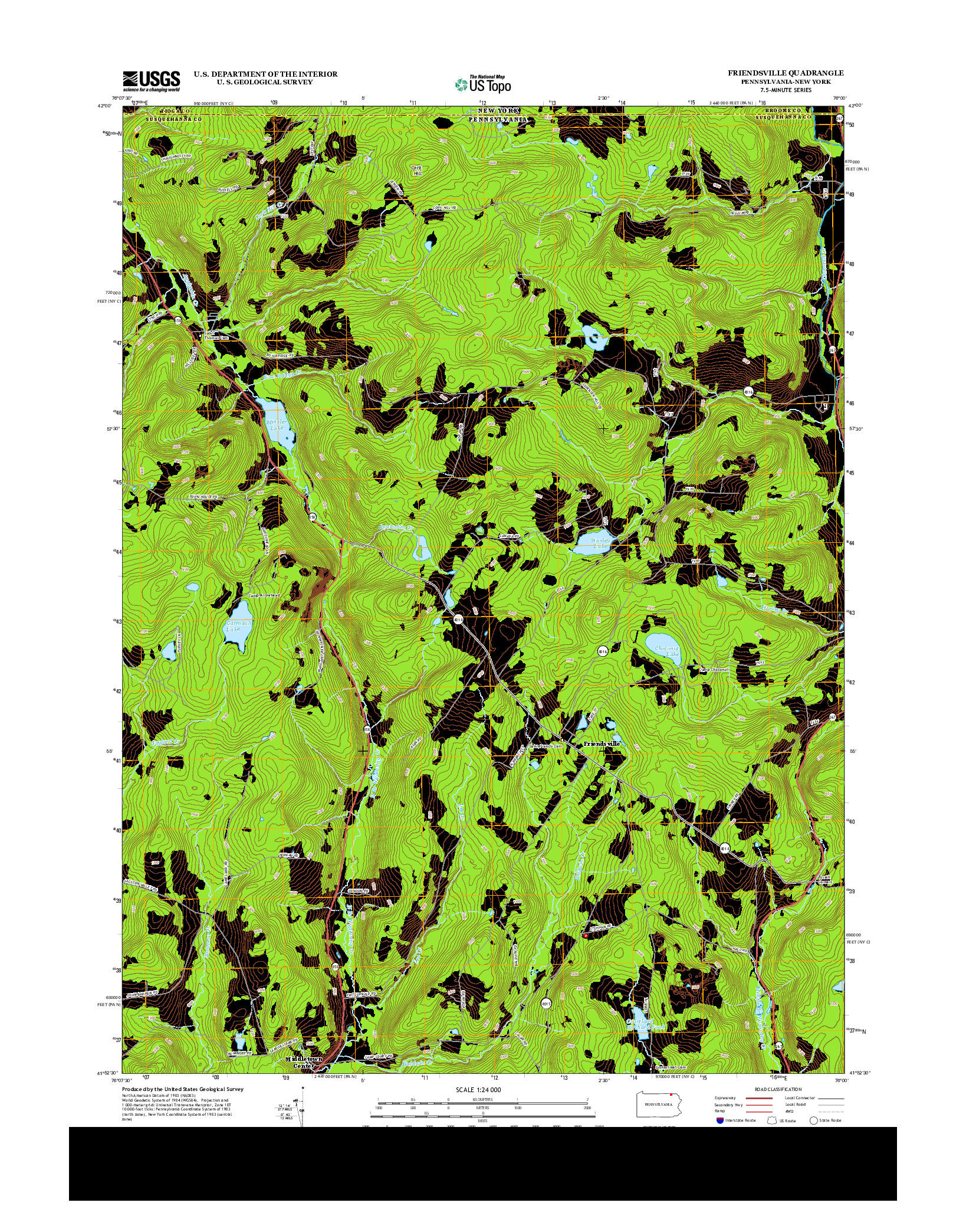 USGS US TOPO 7.5-MINUTE MAP FOR FRIENDSVILLE, PA-NY 2013