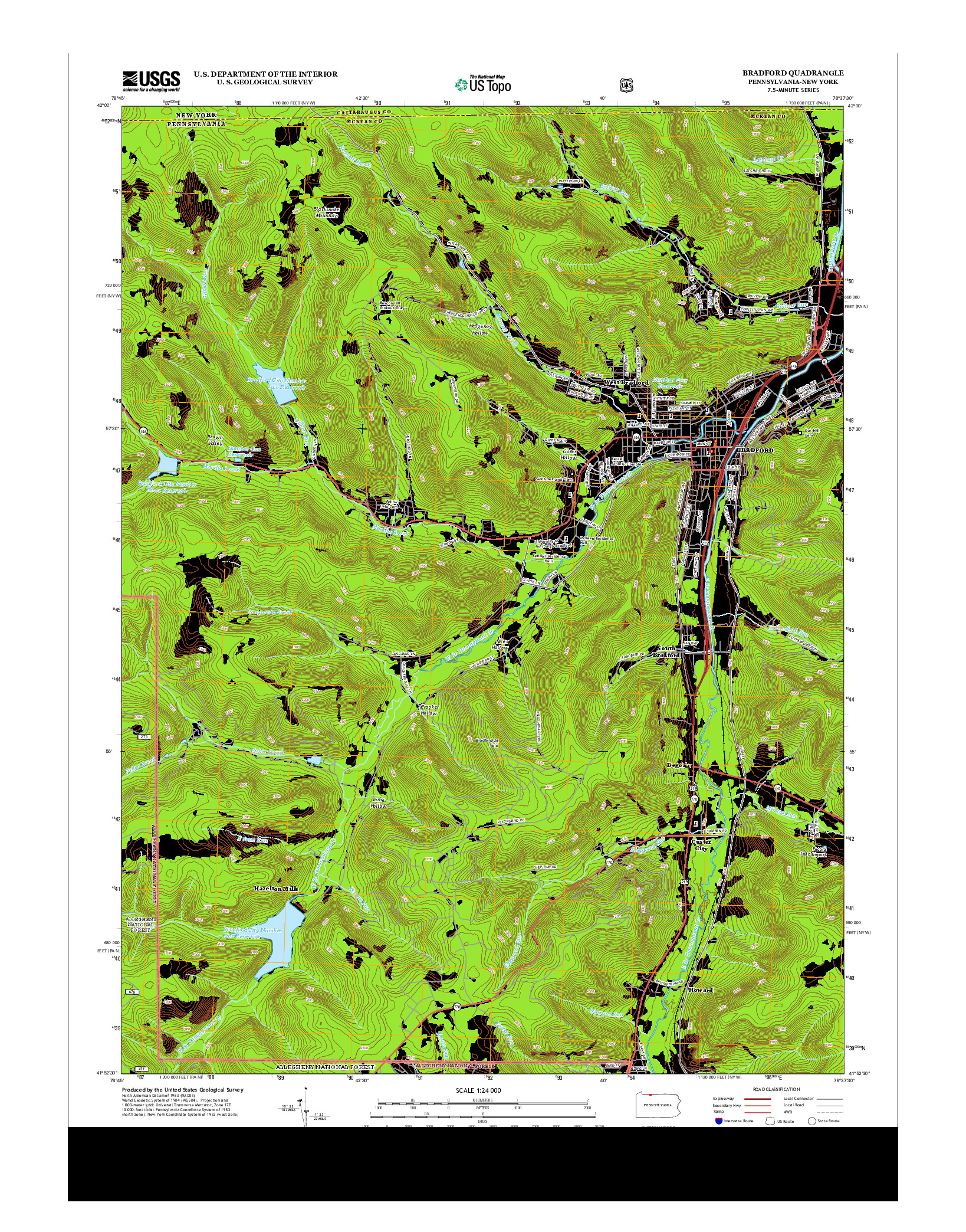 USGS US TOPO 7.5-MINUTE MAP FOR BRADFORD, PA-NY 2013