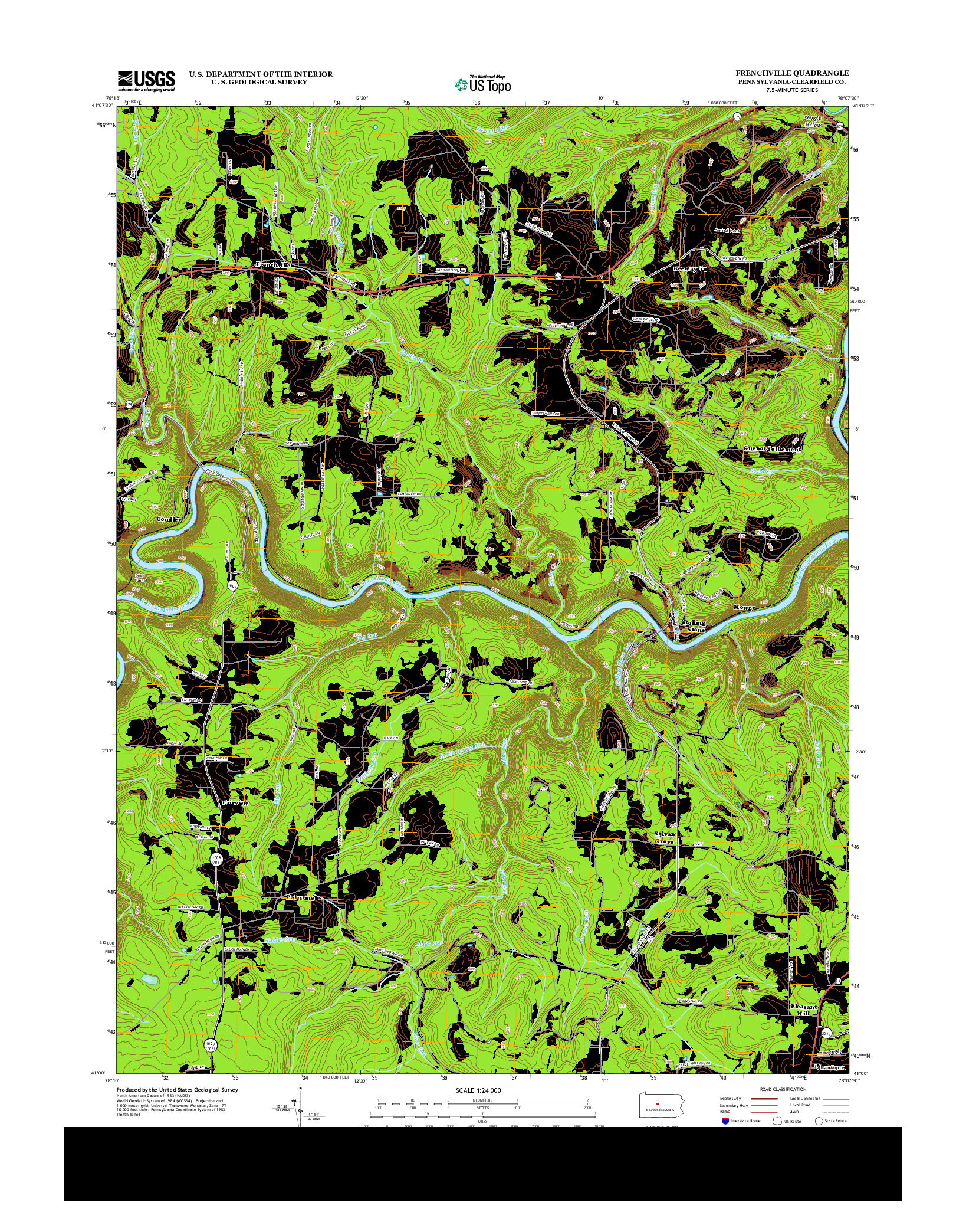 USGS US TOPO 7.5-MINUTE MAP FOR FRENCHVILLE, PA 2013