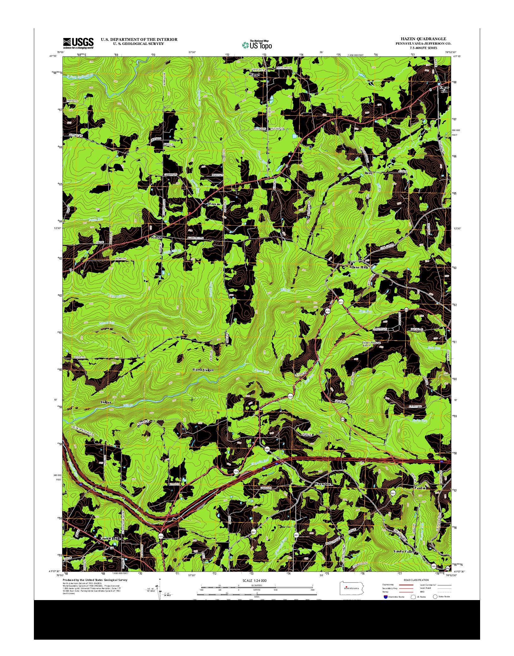 USGS US TOPO 7.5-MINUTE MAP FOR HAZEN, PA 2013