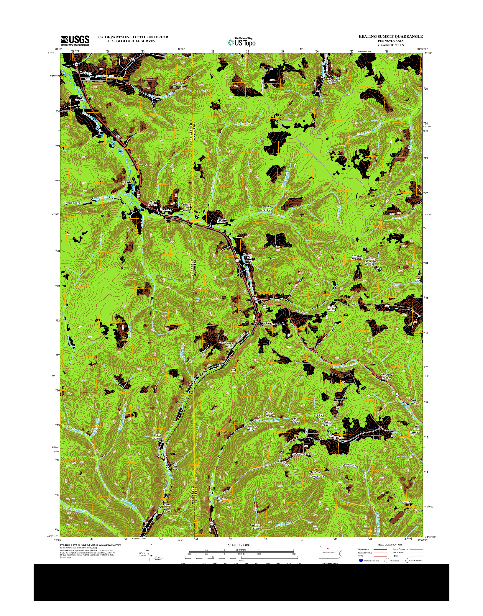 USGS US TOPO 7.5-MINUTE MAP FOR KEATING SUMMIT, PA 2013