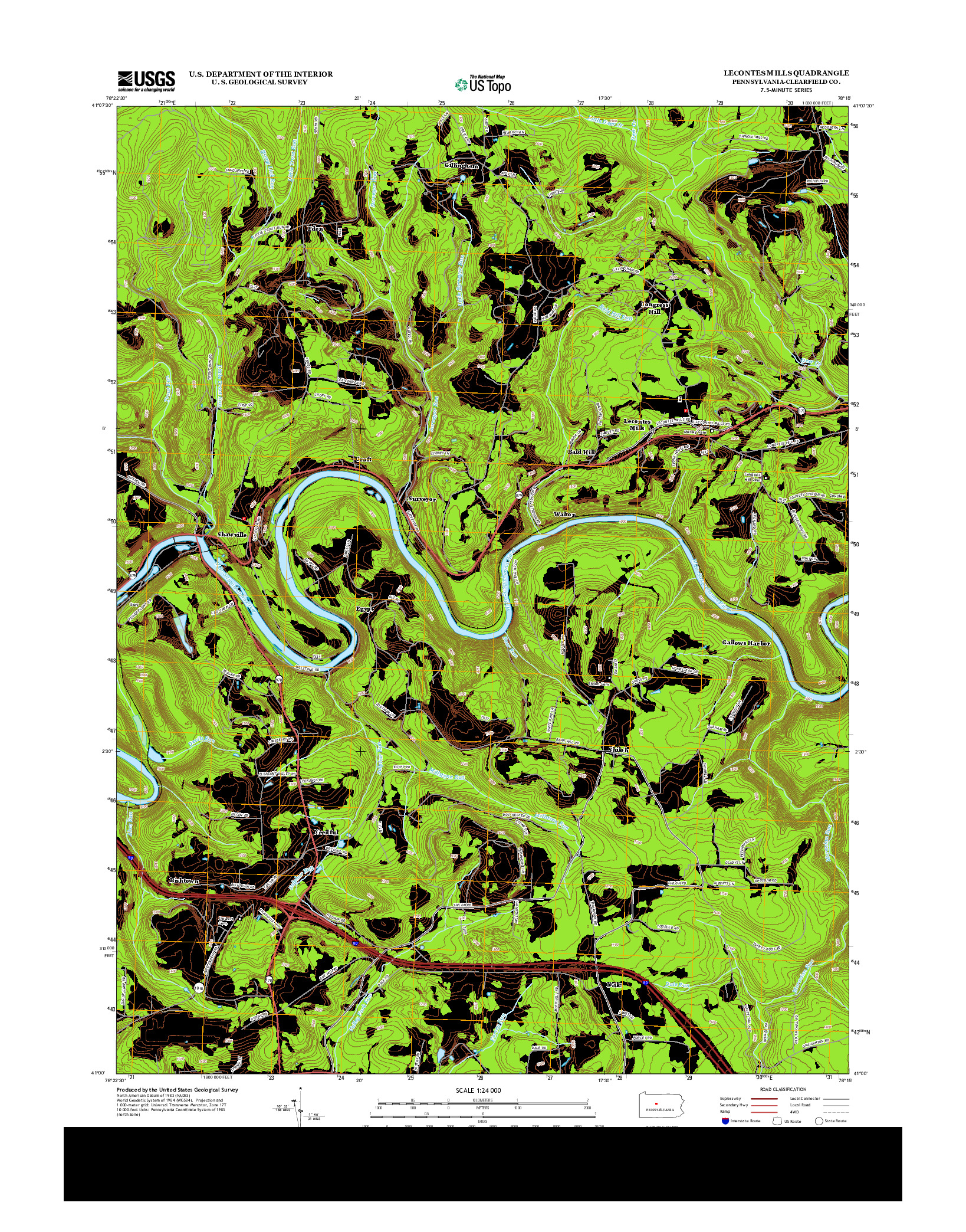 USGS US TOPO 7.5-MINUTE MAP FOR LECONTES MILLS, PA 2013