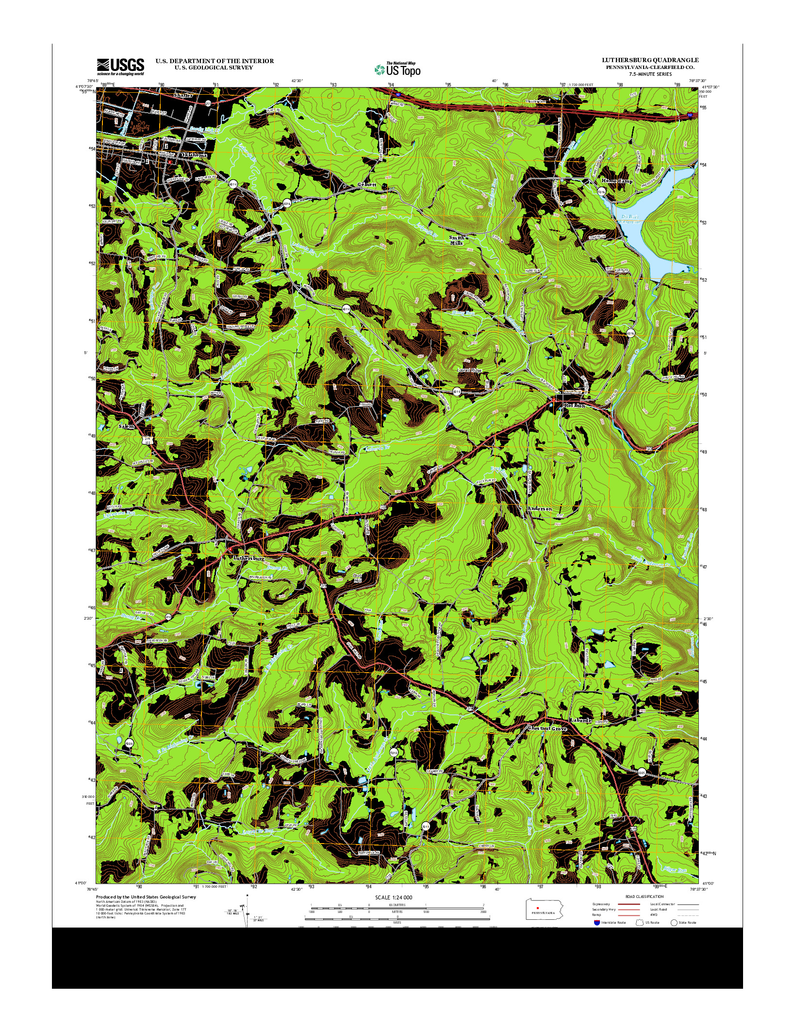 USGS US TOPO 7.5-MINUTE MAP FOR LUTHERSBURG, PA 2013