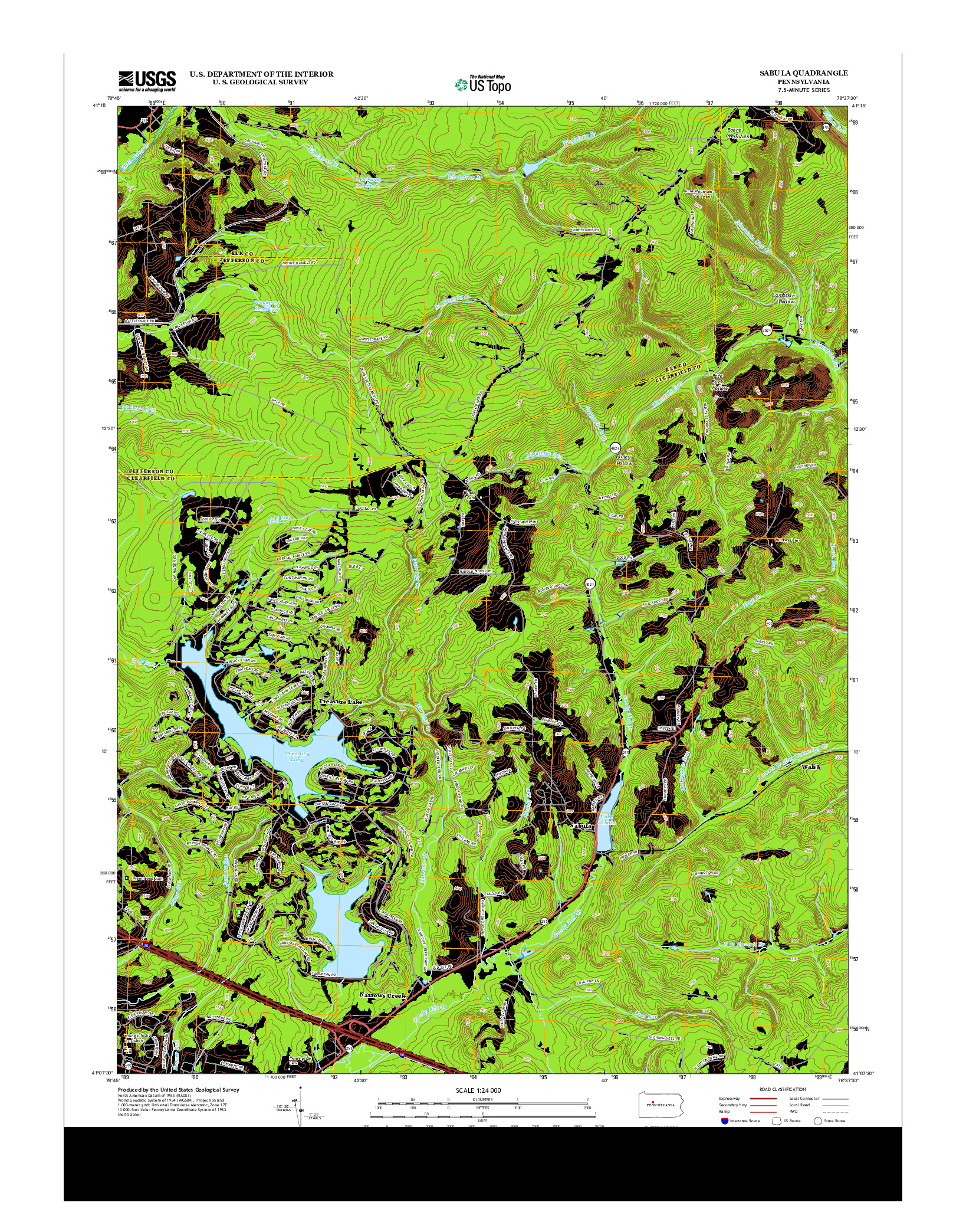 USGS US TOPO 7.5-MINUTE MAP FOR SABULA, PA 2013