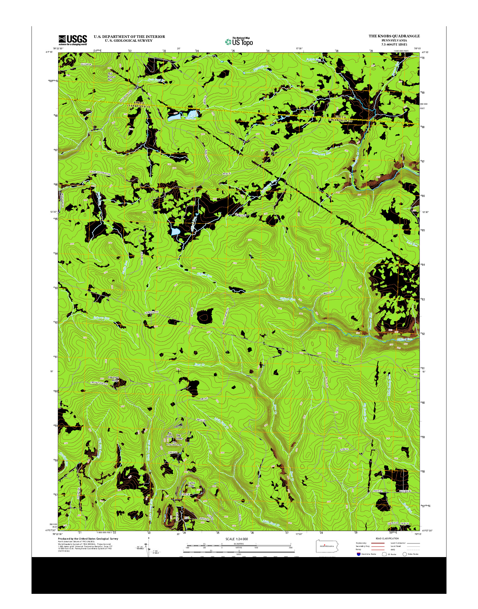 USGS US TOPO 7.5-MINUTE MAP FOR THE KNOBS, PA 2013