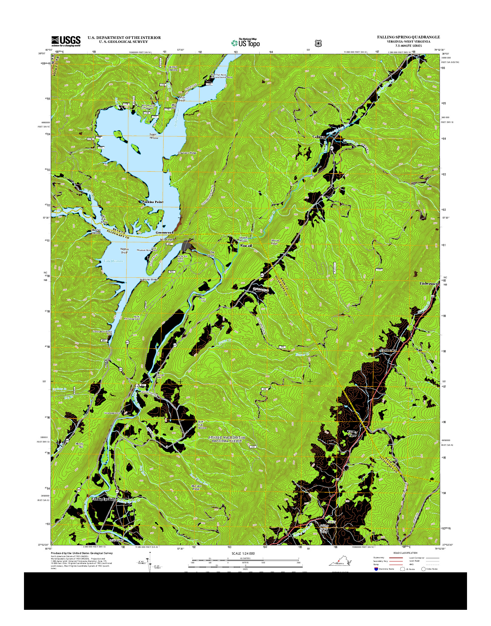 USGS US TOPO 7.5-MINUTE MAP FOR FALLING SPRING, VA-WV 2013