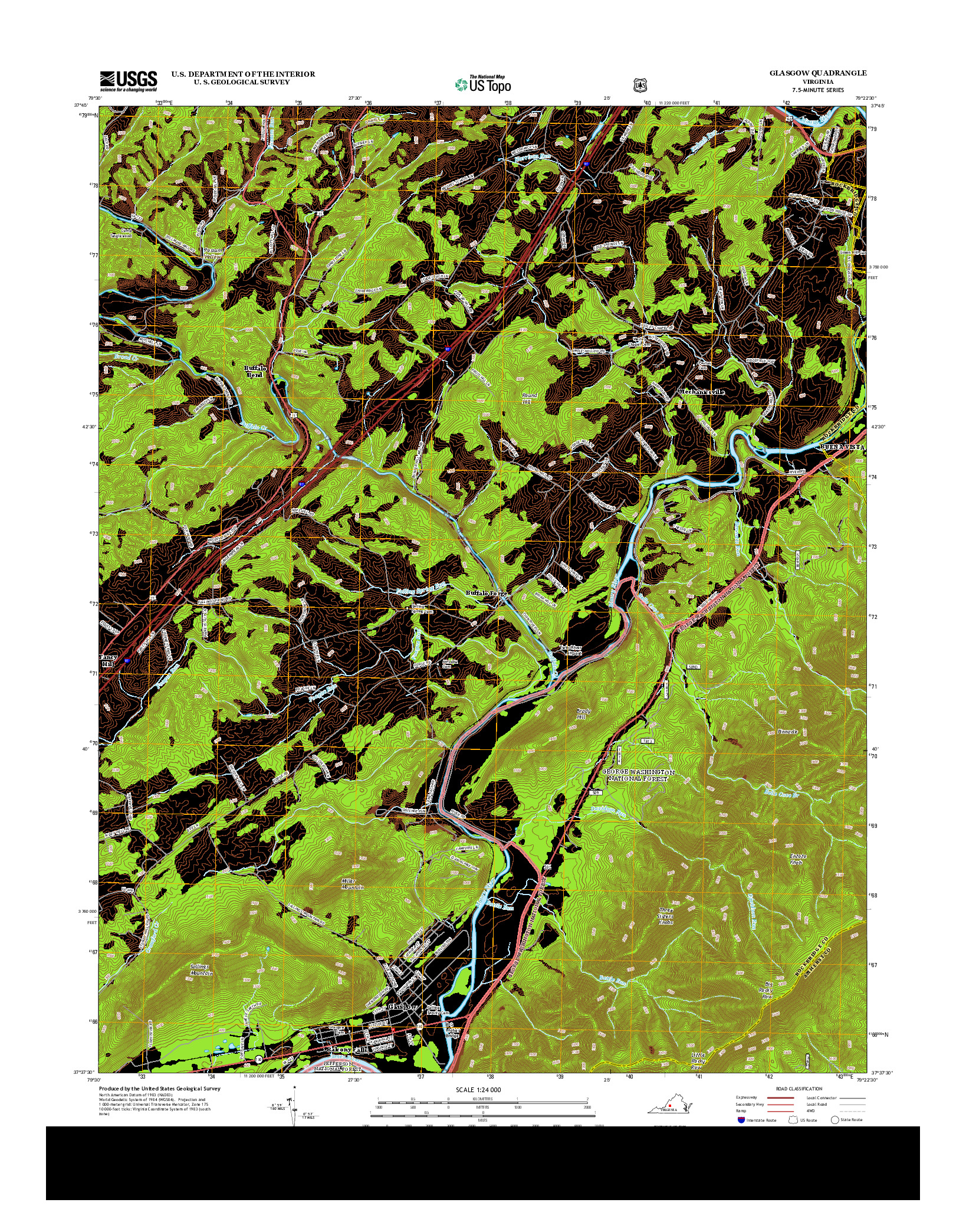 USGS US TOPO 7.5-MINUTE MAP FOR GLASGOW, VA 2013