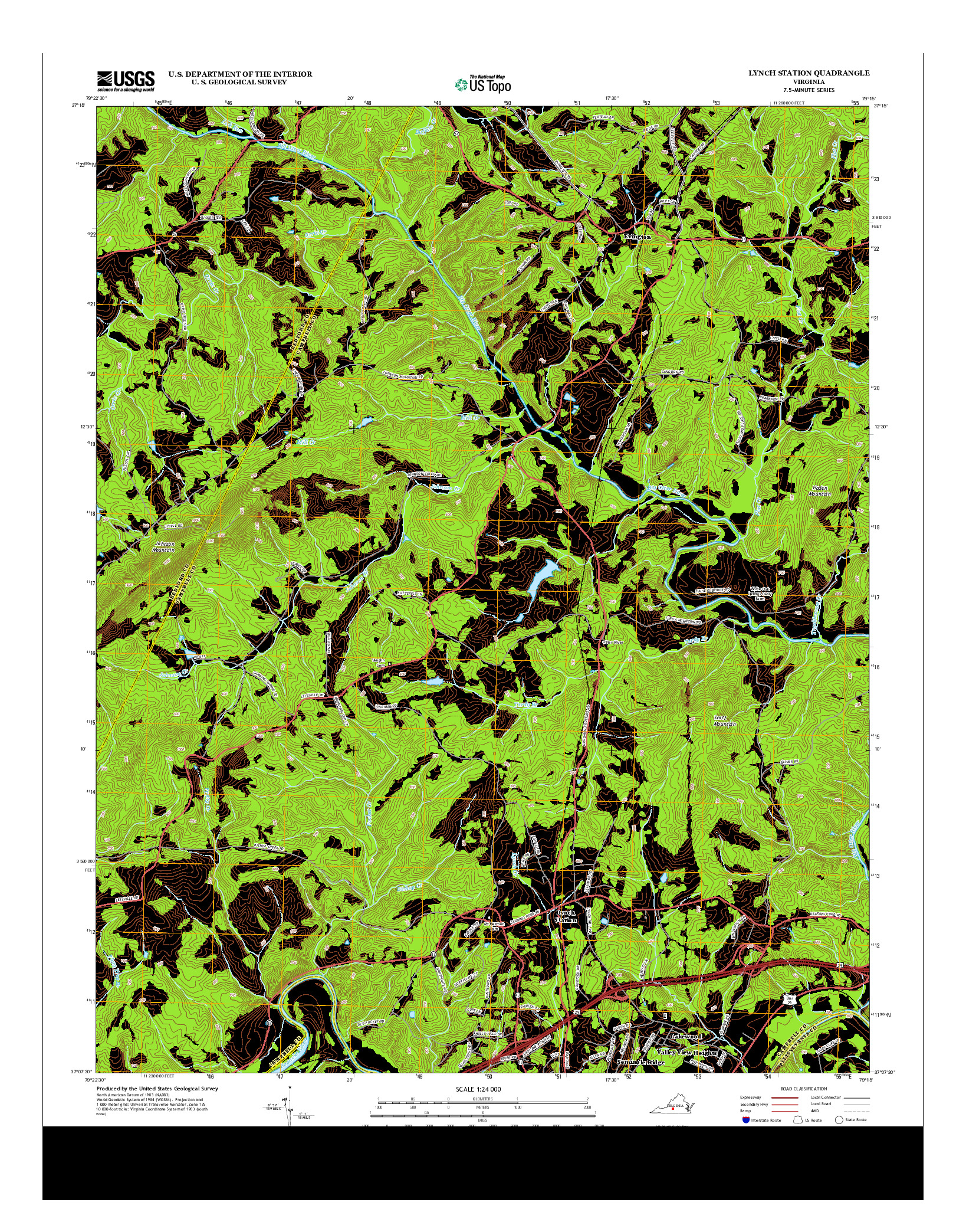 USGS US TOPO 7.5-MINUTE MAP FOR LYNCH STATION, VA 2013