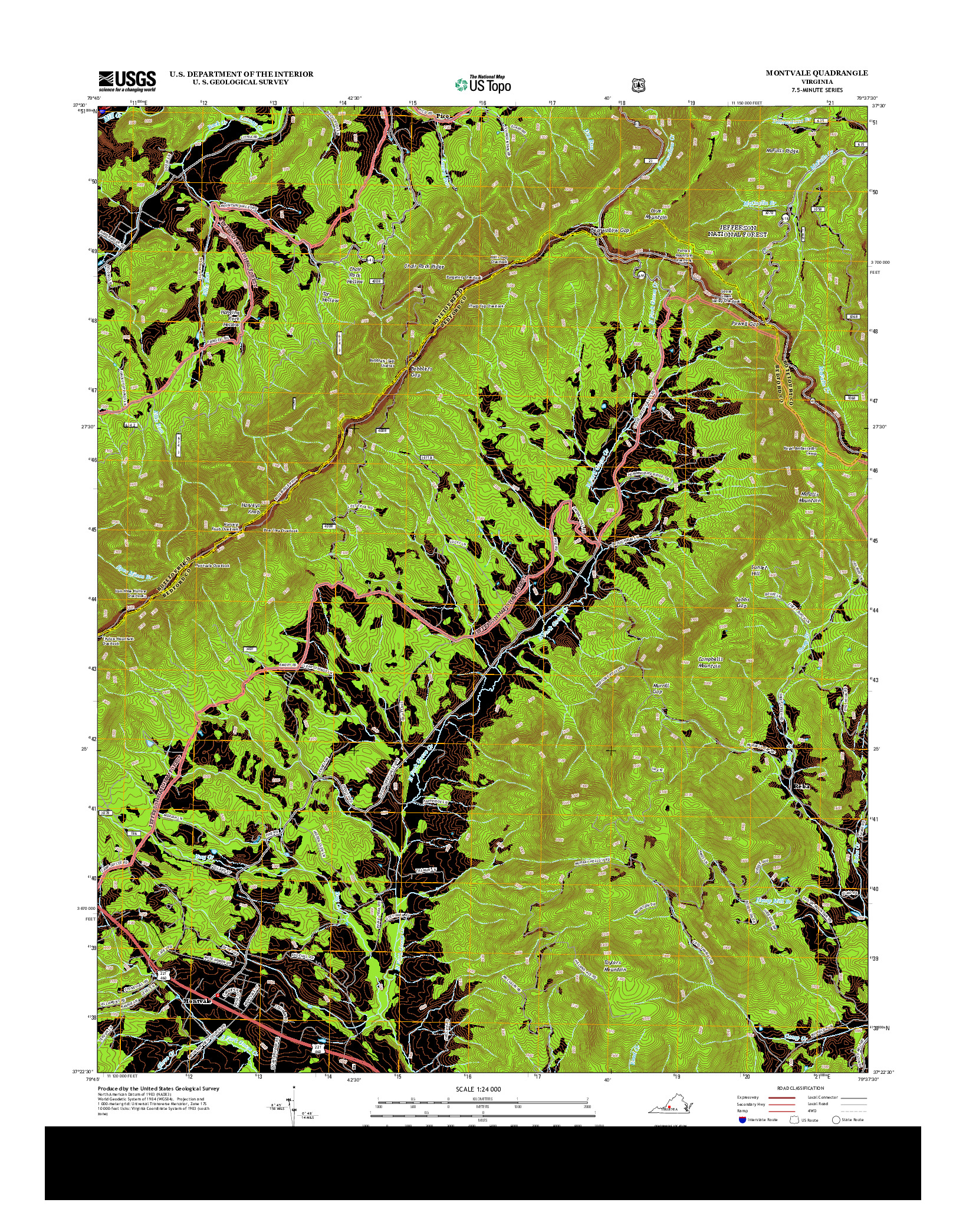 USGS US TOPO 7.5-MINUTE MAP FOR MONTVALE, VA 2013