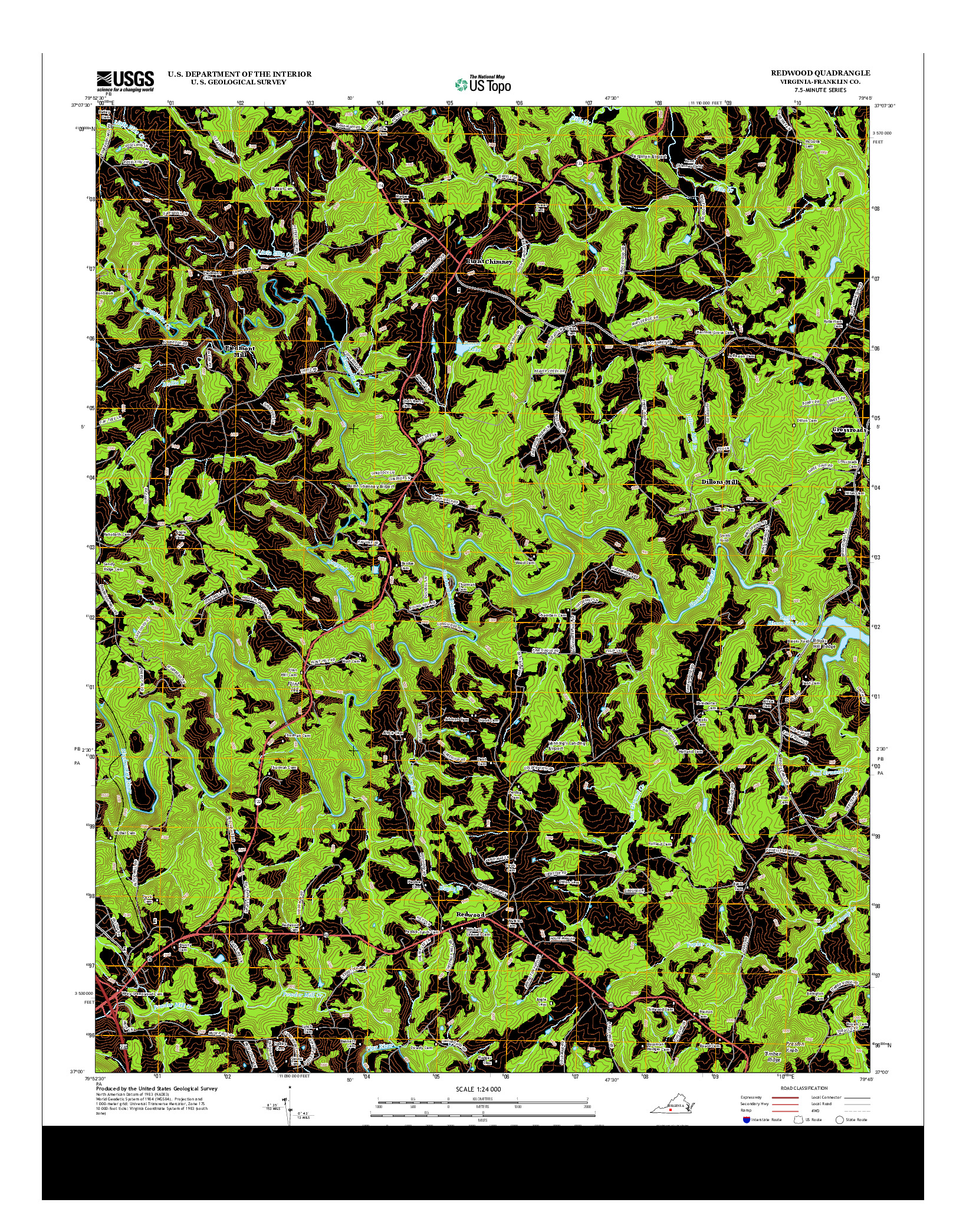 USGS US TOPO 7.5-MINUTE MAP FOR REDWOOD, VA 2013