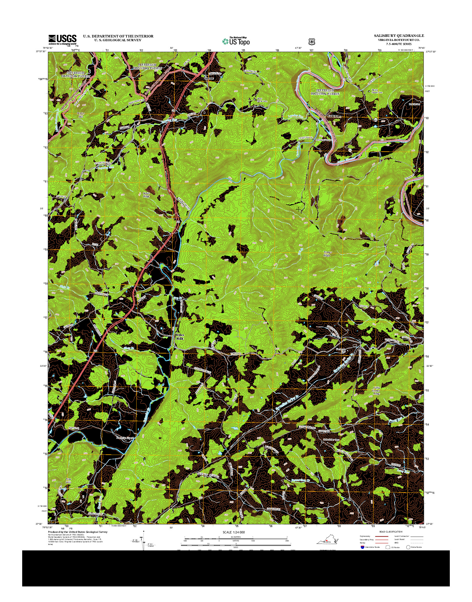 USGS US TOPO 7.5-MINUTE MAP FOR SALISBURY, VA 2013
