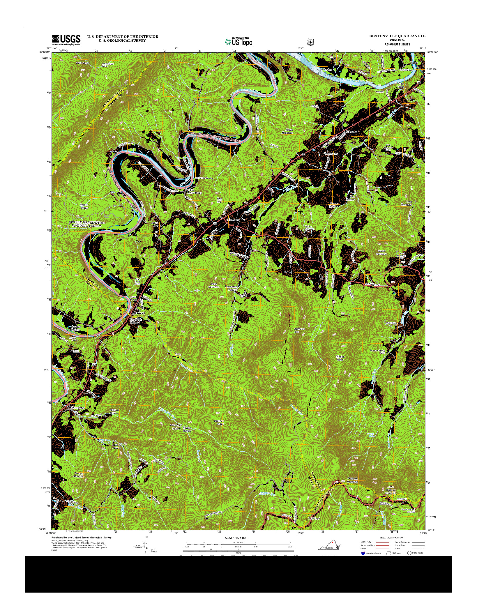 USGS US TOPO 7.5-MINUTE MAP FOR BENTONVILLE, VA 2013