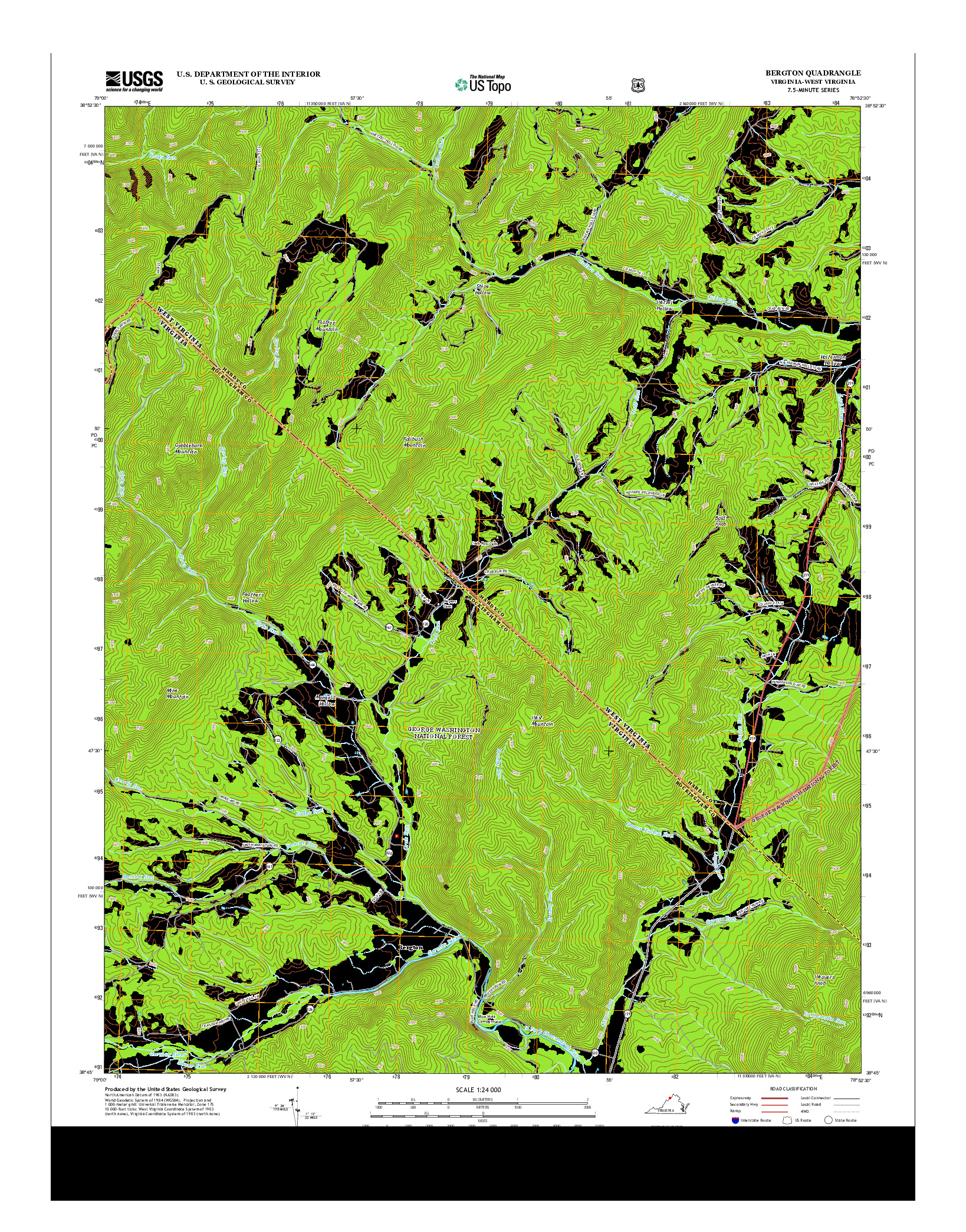 USGS US TOPO 7.5-MINUTE MAP FOR BERGTON, VA-WV 2013