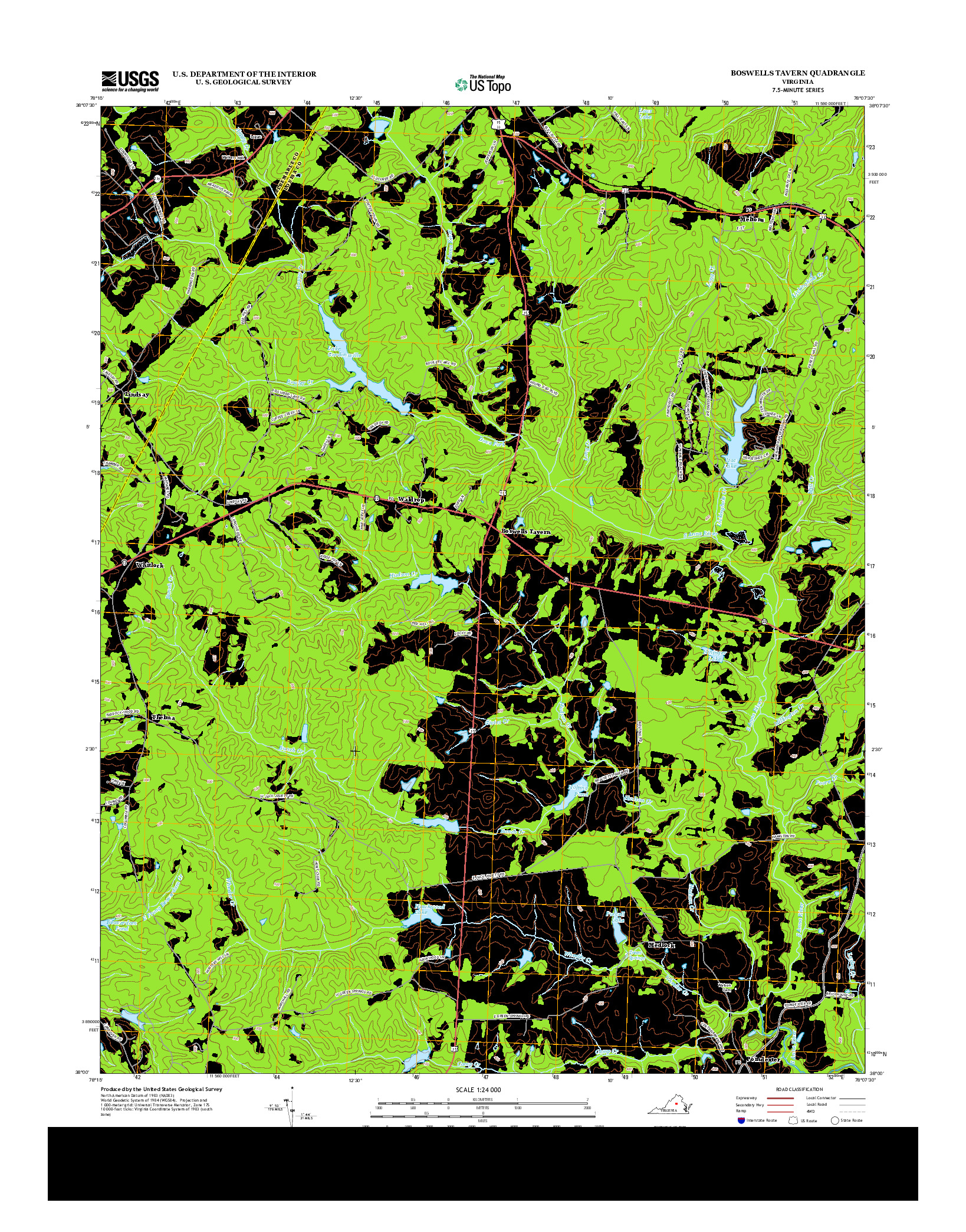 USGS US TOPO 7.5-MINUTE MAP FOR BOSWELLS TAVERN, VA 2013