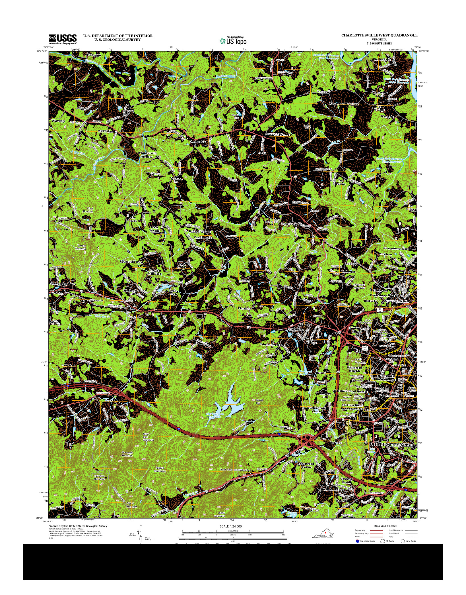 USGS US TOPO 7.5-MINUTE MAP FOR CHARLOTTESVILLE WEST, VA 2013