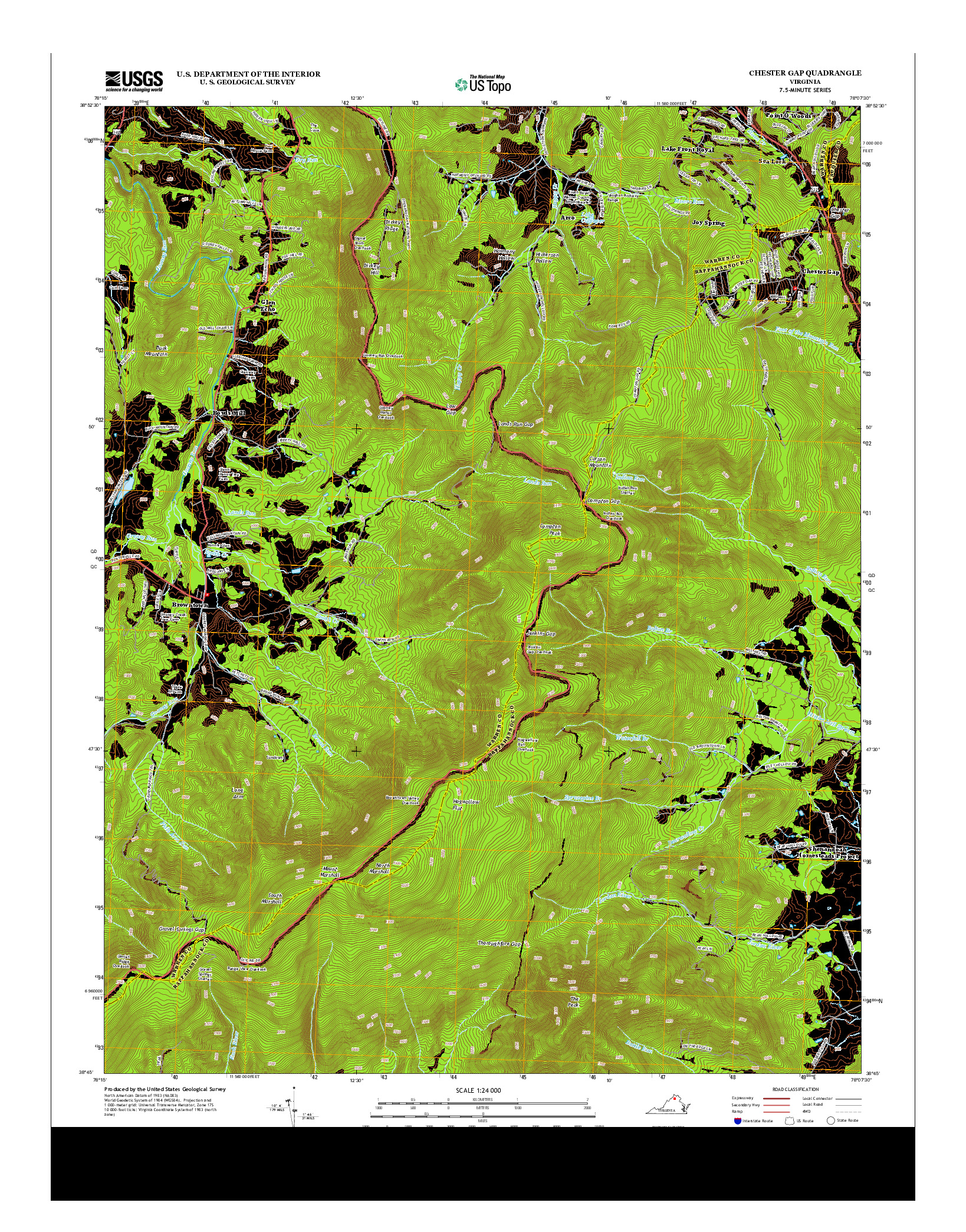 USGS US TOPO 7.5-MINUTE MAP FOR CHESTER GAP, VA 2013