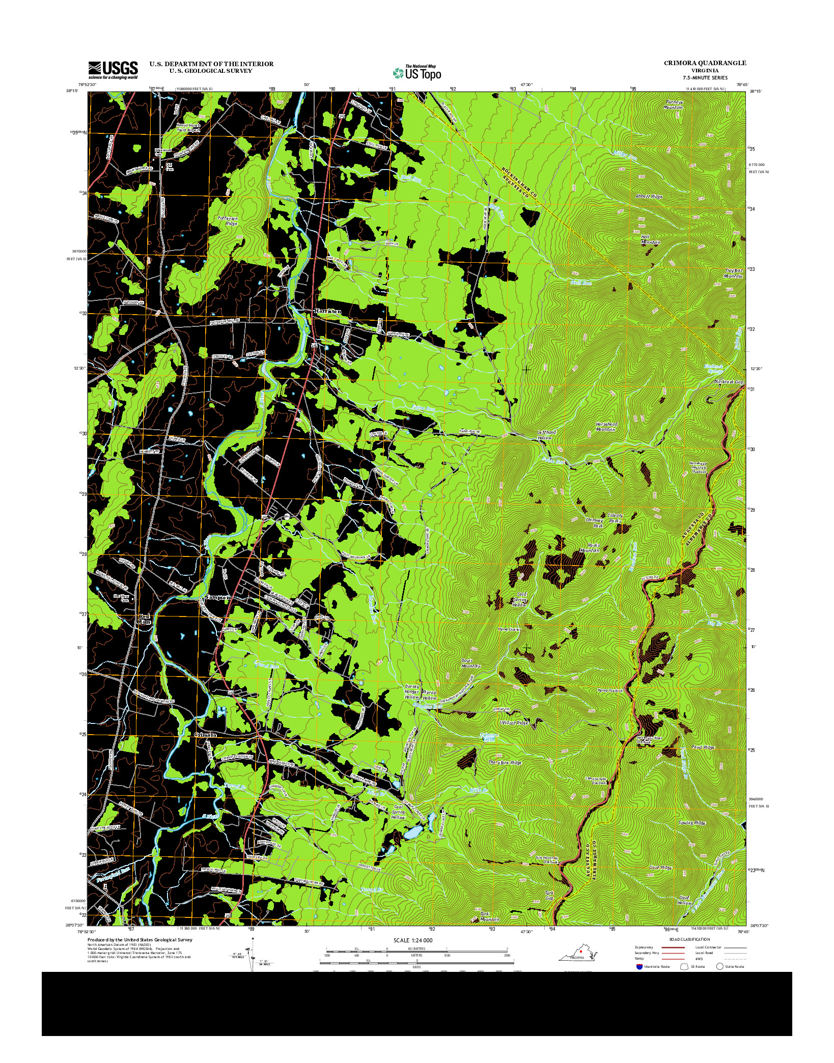 USGS US TOPO 7.5-MINUTE MAP FOR CRIMORA, VA 2013