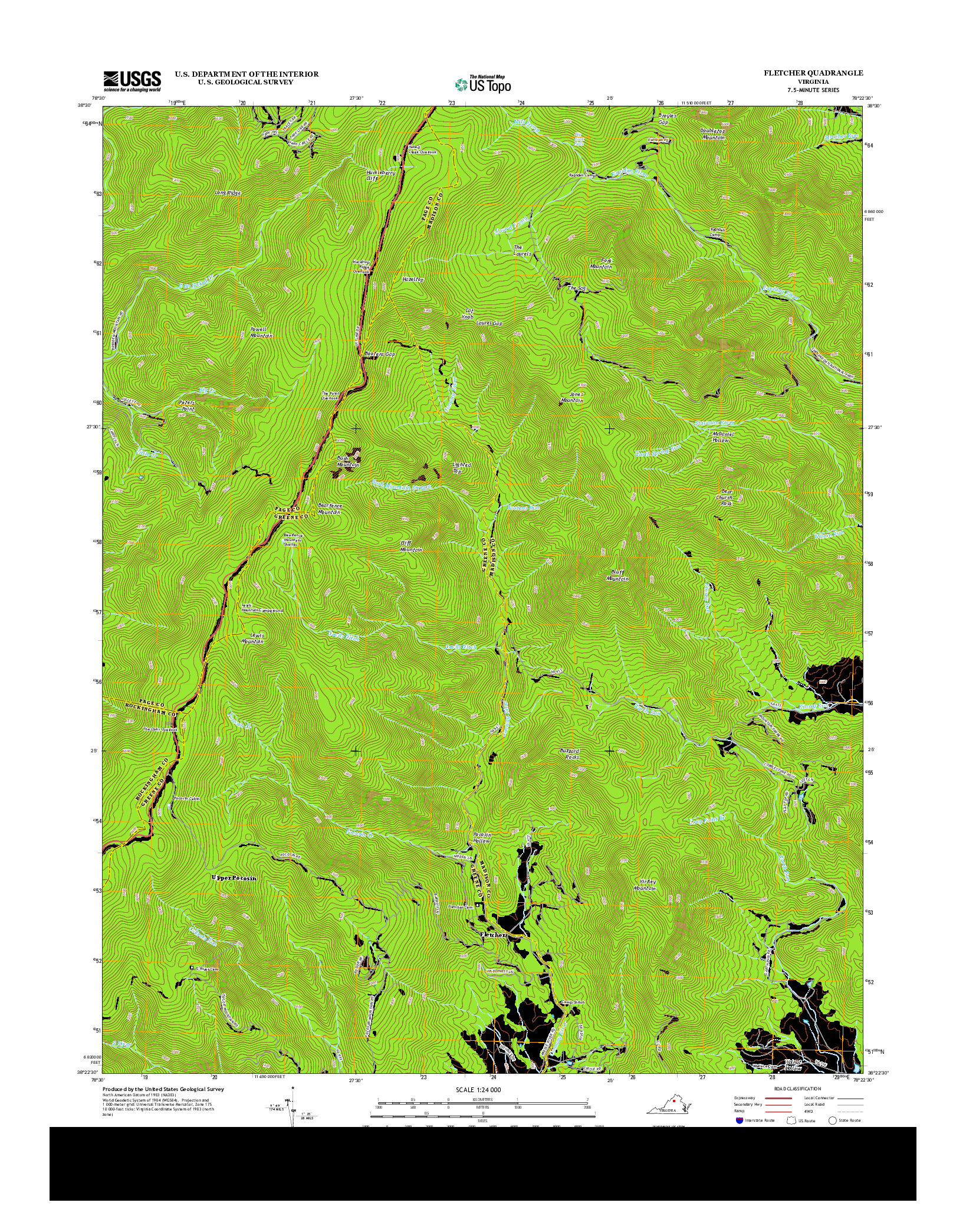 USGS US TOPO 7.5-MINUTE MAP FOR FLETCHER, VA 2013
