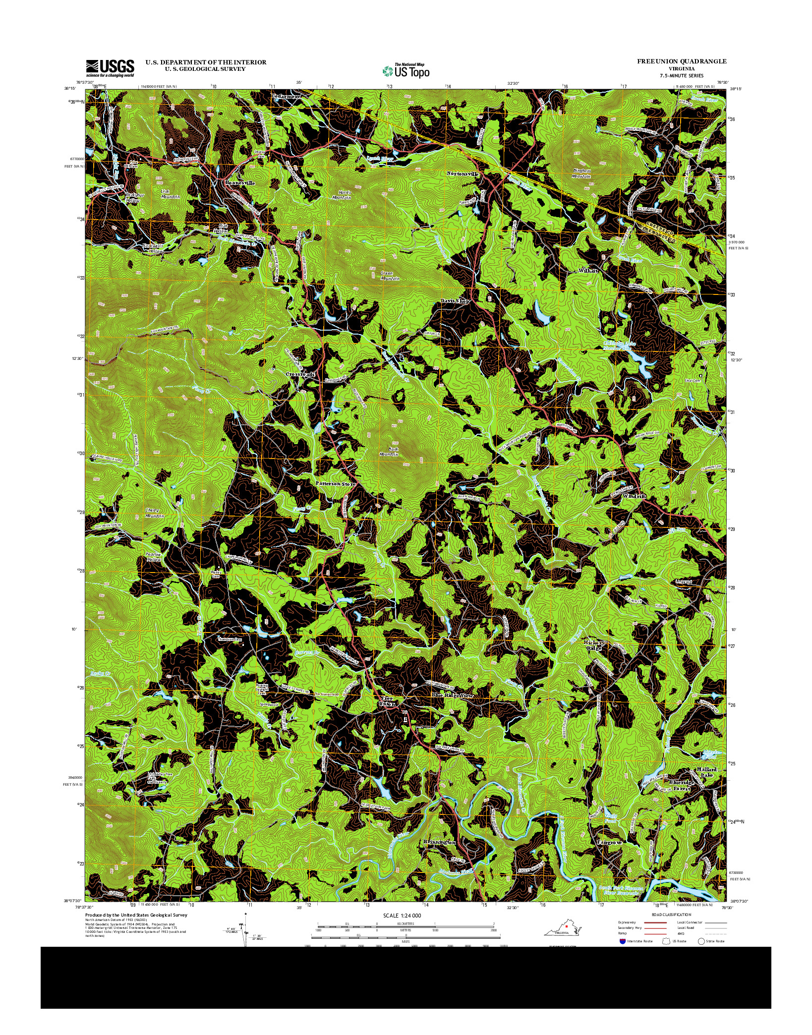 USGS US TOPO 7.5-MINUTE MAP FOR FREE UNION, VA 2013