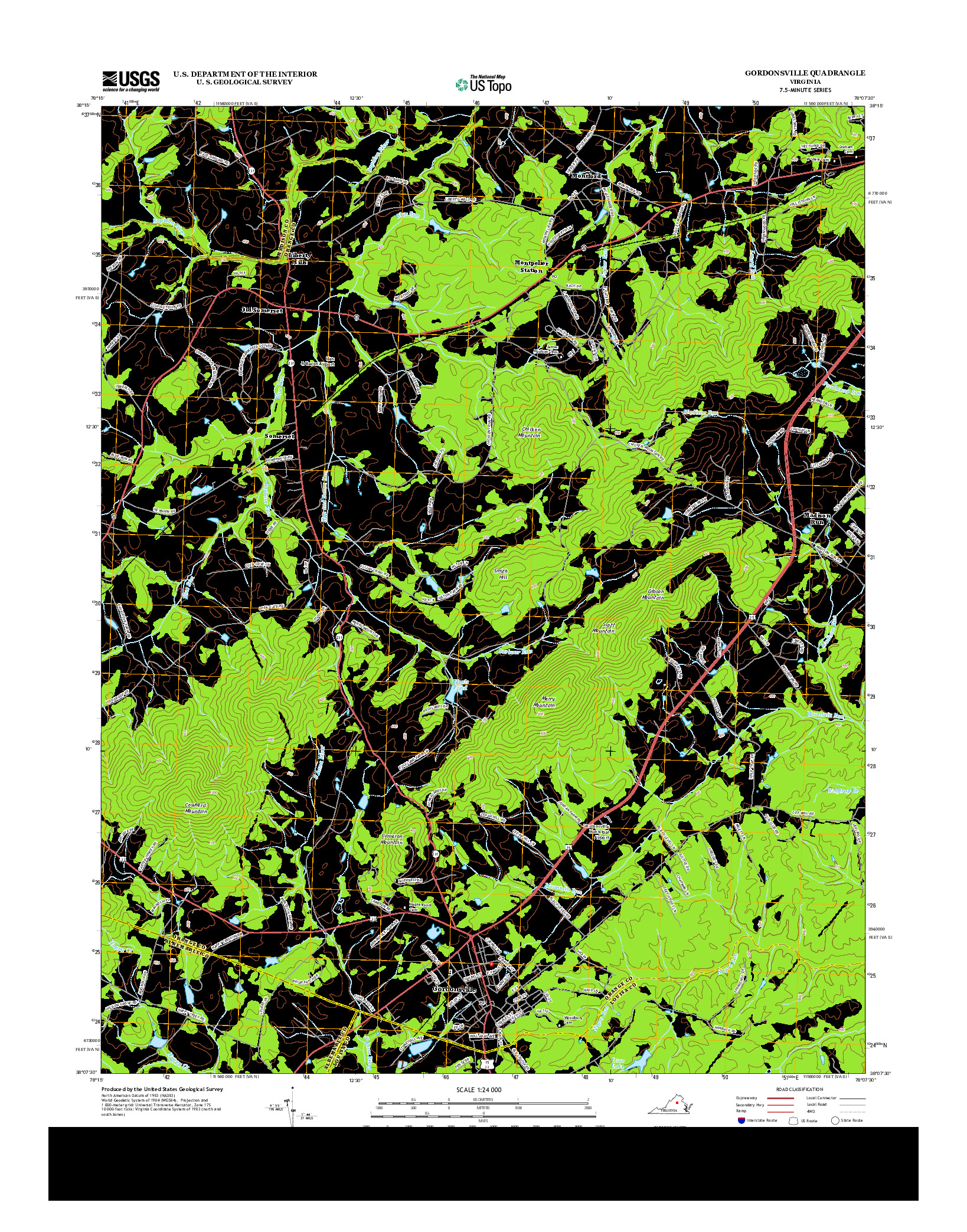 USGS US TOPO 7.5-MINUTE MAP FOR GORDONSVILLE, VA 2013