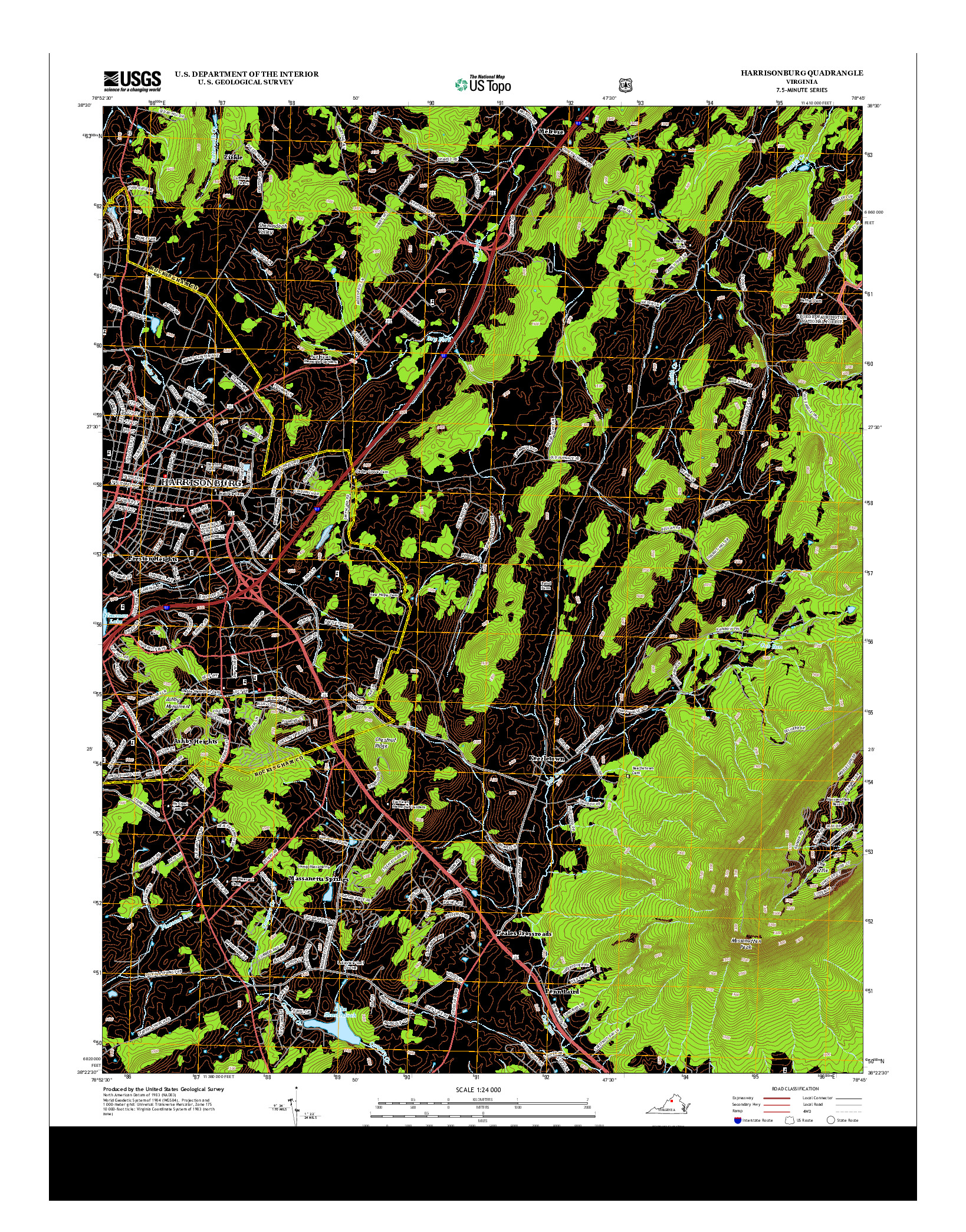 USGS US TOPO 7.5-MINUTE MAP FOR HARRISONBURG, VA 2013