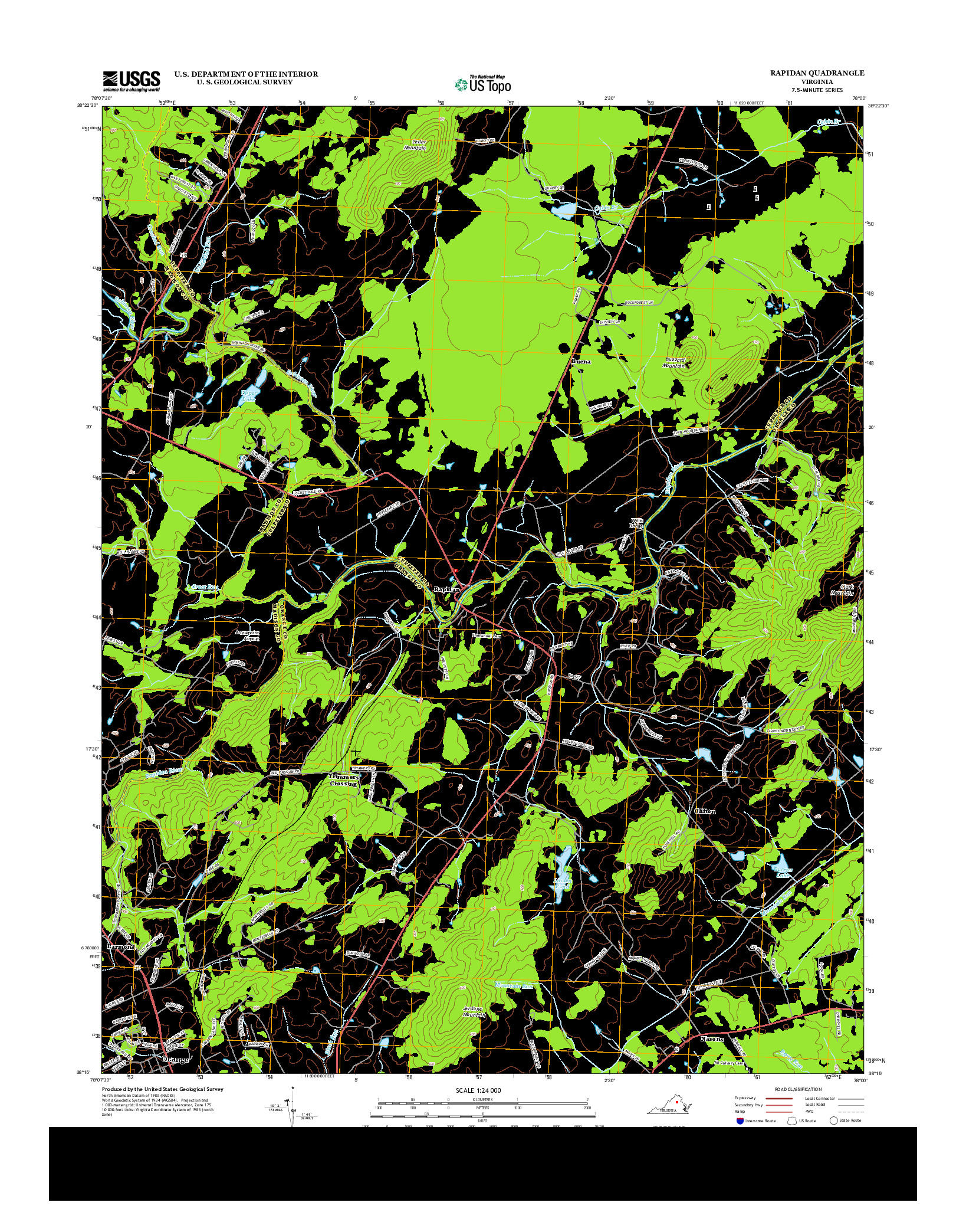 USGS US TOPO 7.5-MINUTE MAP FOR RAPIDAN, VA 2013