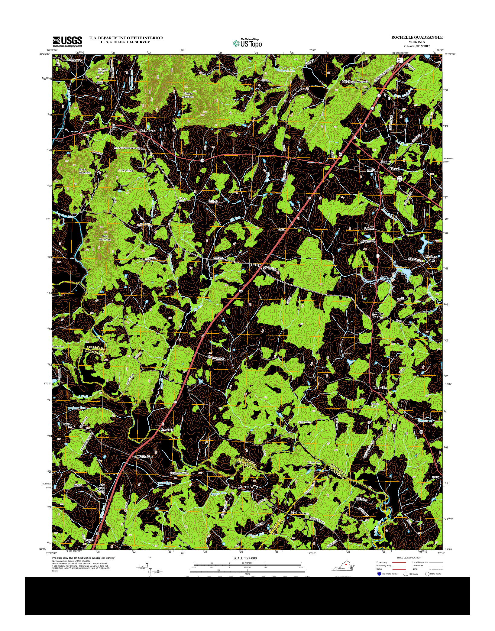 USGS US TOPO 7.5-MINUTE MAP FOR ROCHELLE, VA 2013