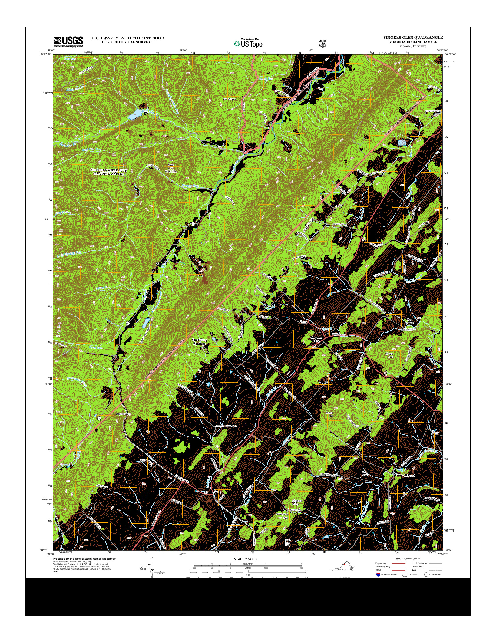 USGS US TOPO 7.5-MINUTE MAP FOR SINGERS GLEN, VA 2013