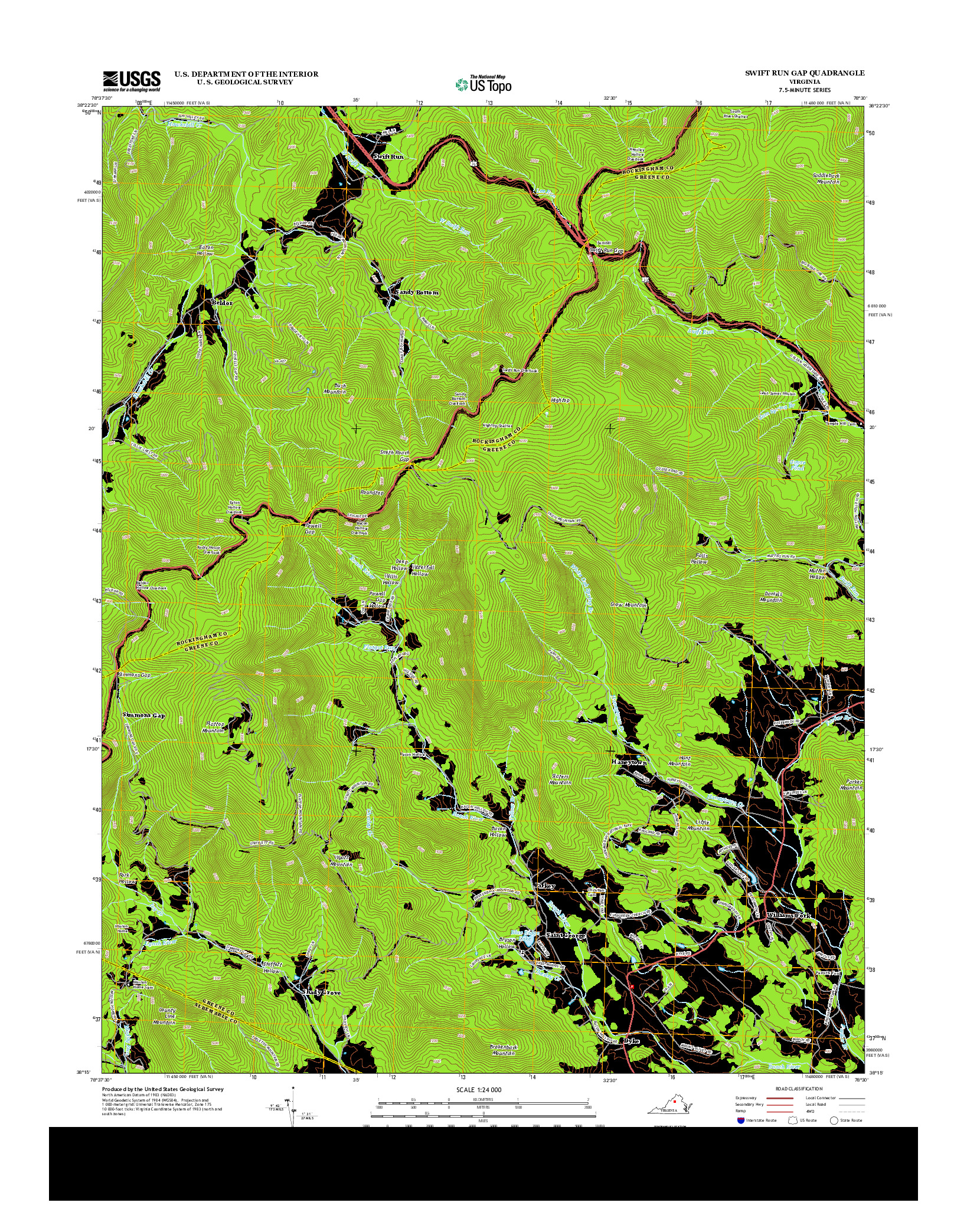 USGS US TOPO 7.5-MINUTE MAP FOR SWIFT RUN GAP, VA 2013