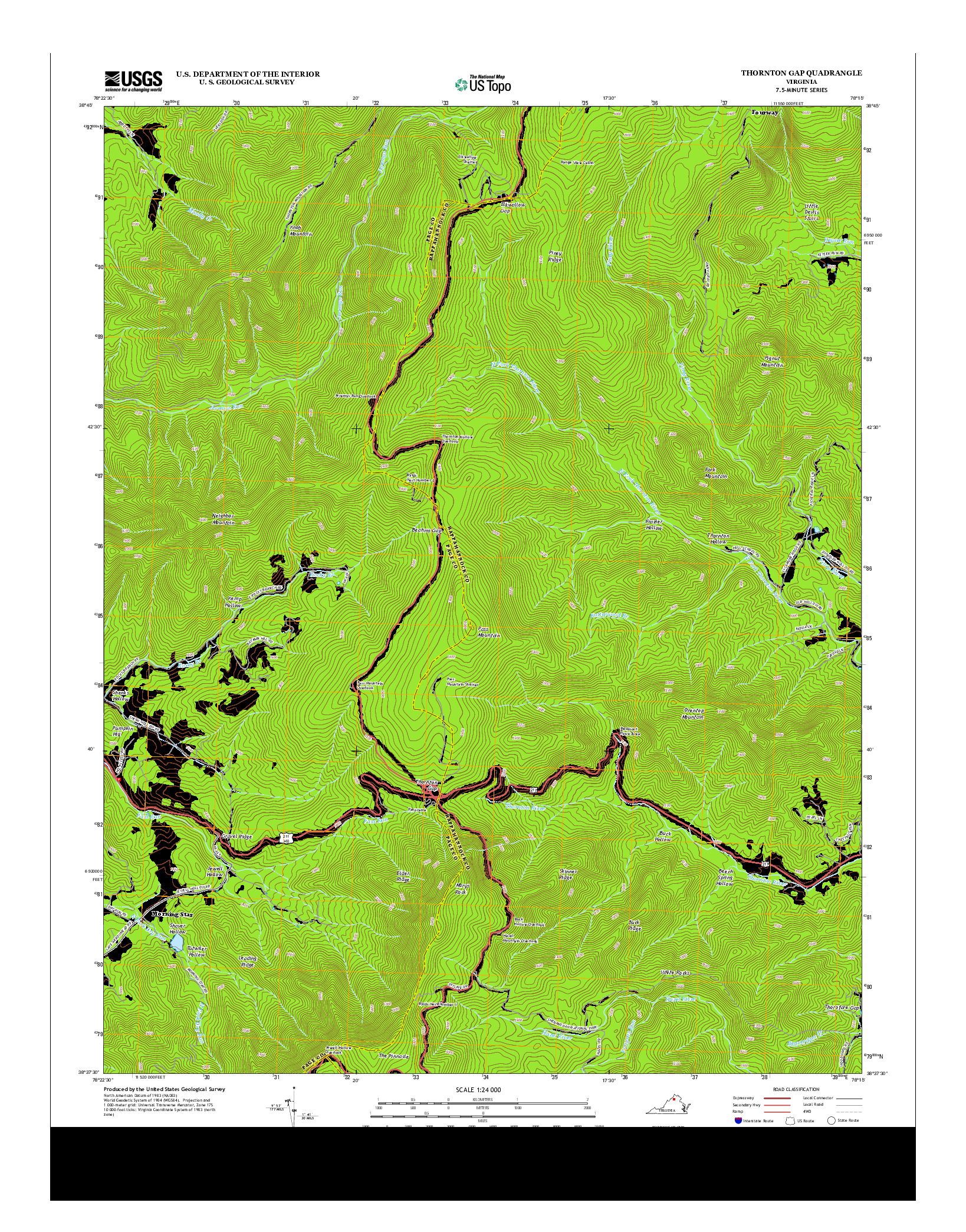 USGS US TOPO 7.5-MINUTE MAP FOR THORNTON GAP, VA 2013