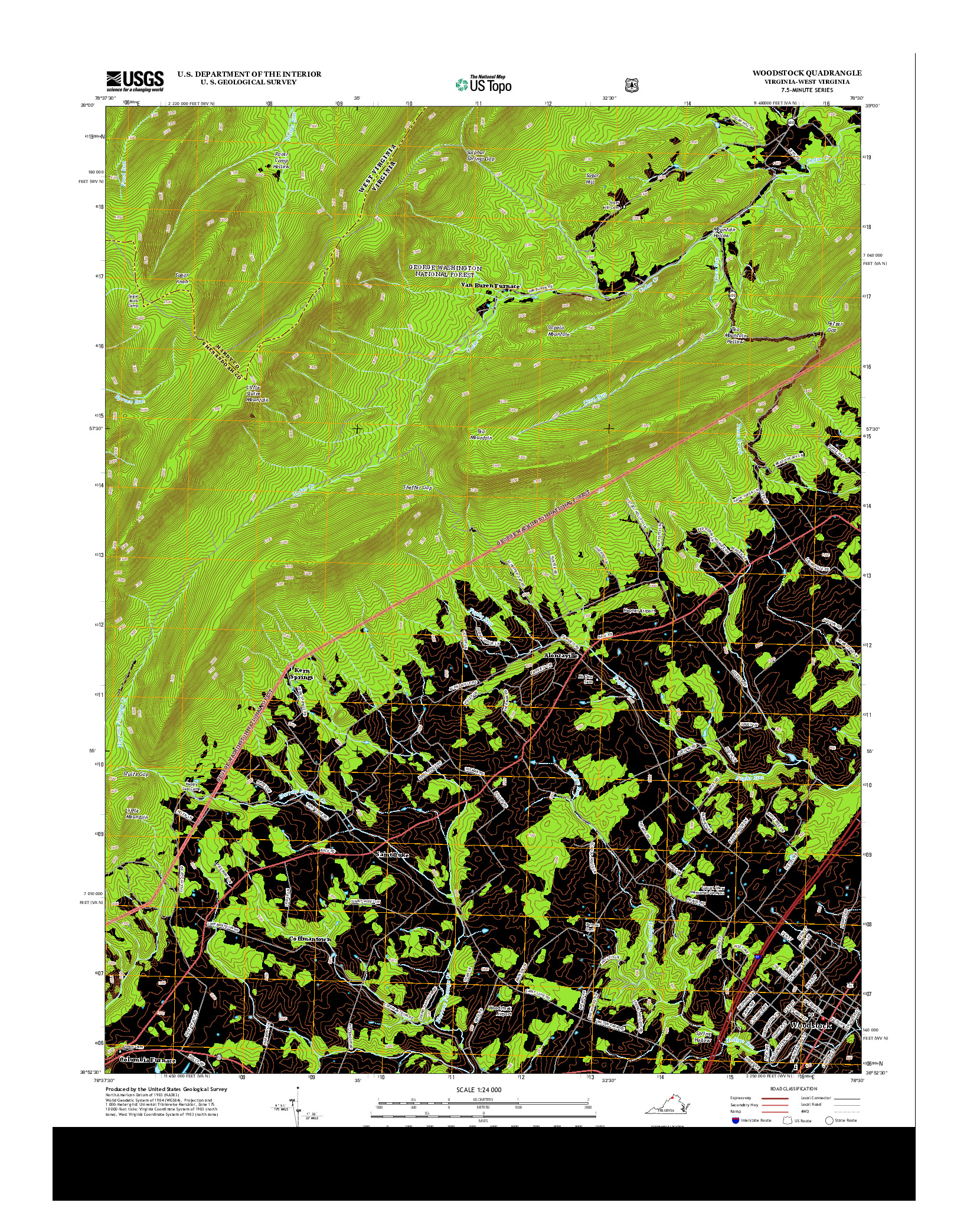 USGS US TOPO 7.5-MINUTE MAP FOR WOODSTOCK, VA-WV 2013