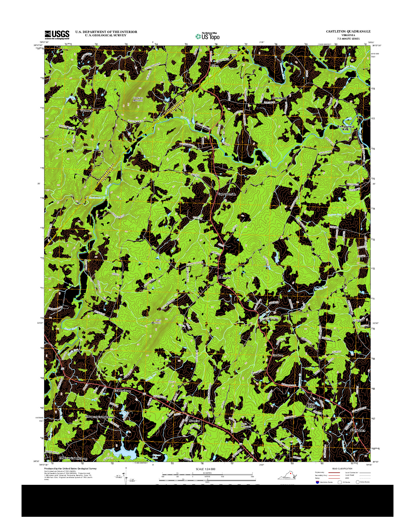 USGS US TOPO 7.5-MINUTE MAP FOR CASTLETON, VA 2013