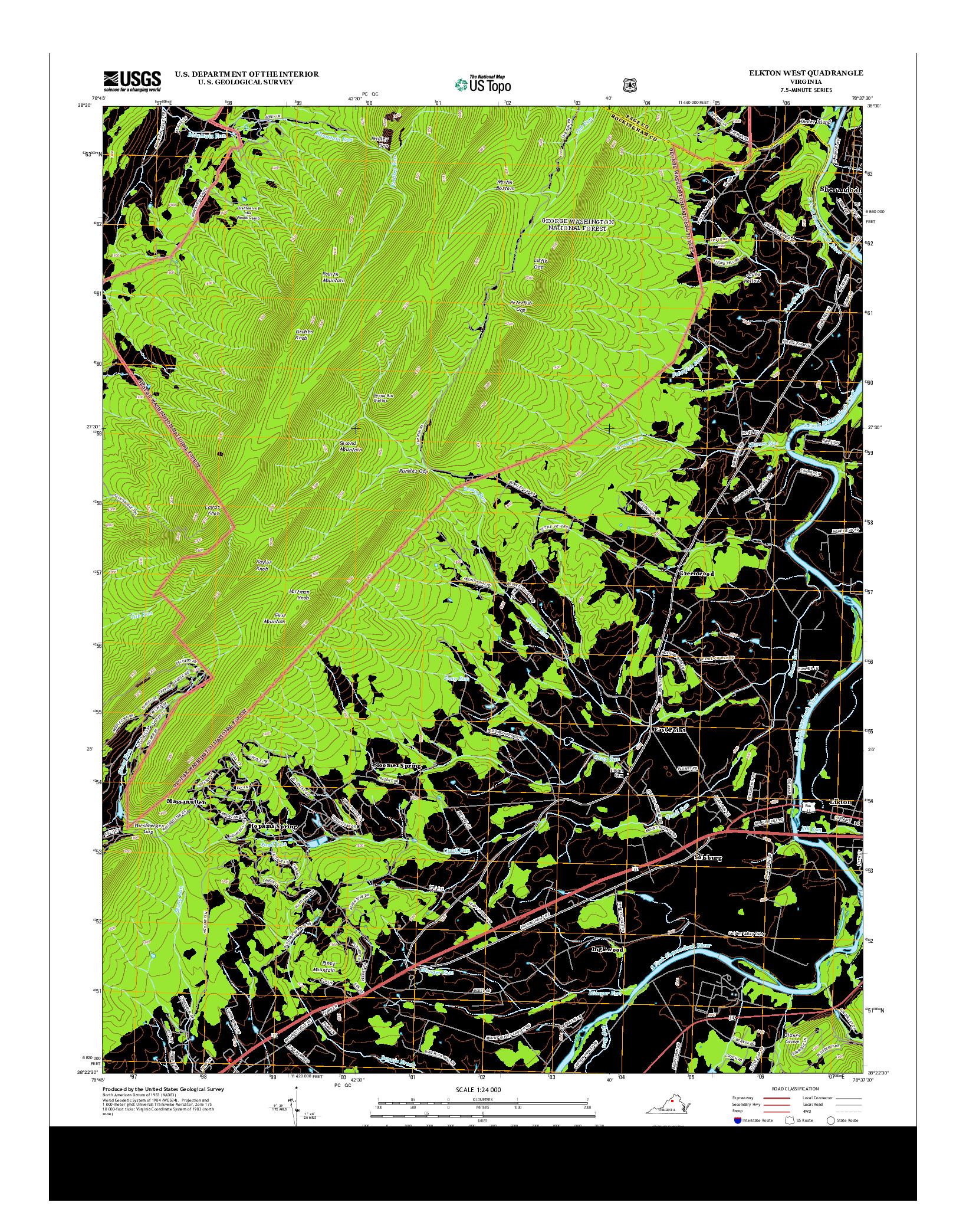 USGS US TOPO 7.5-MINUTE MAP FOR ELKTON WEST, VA 2013