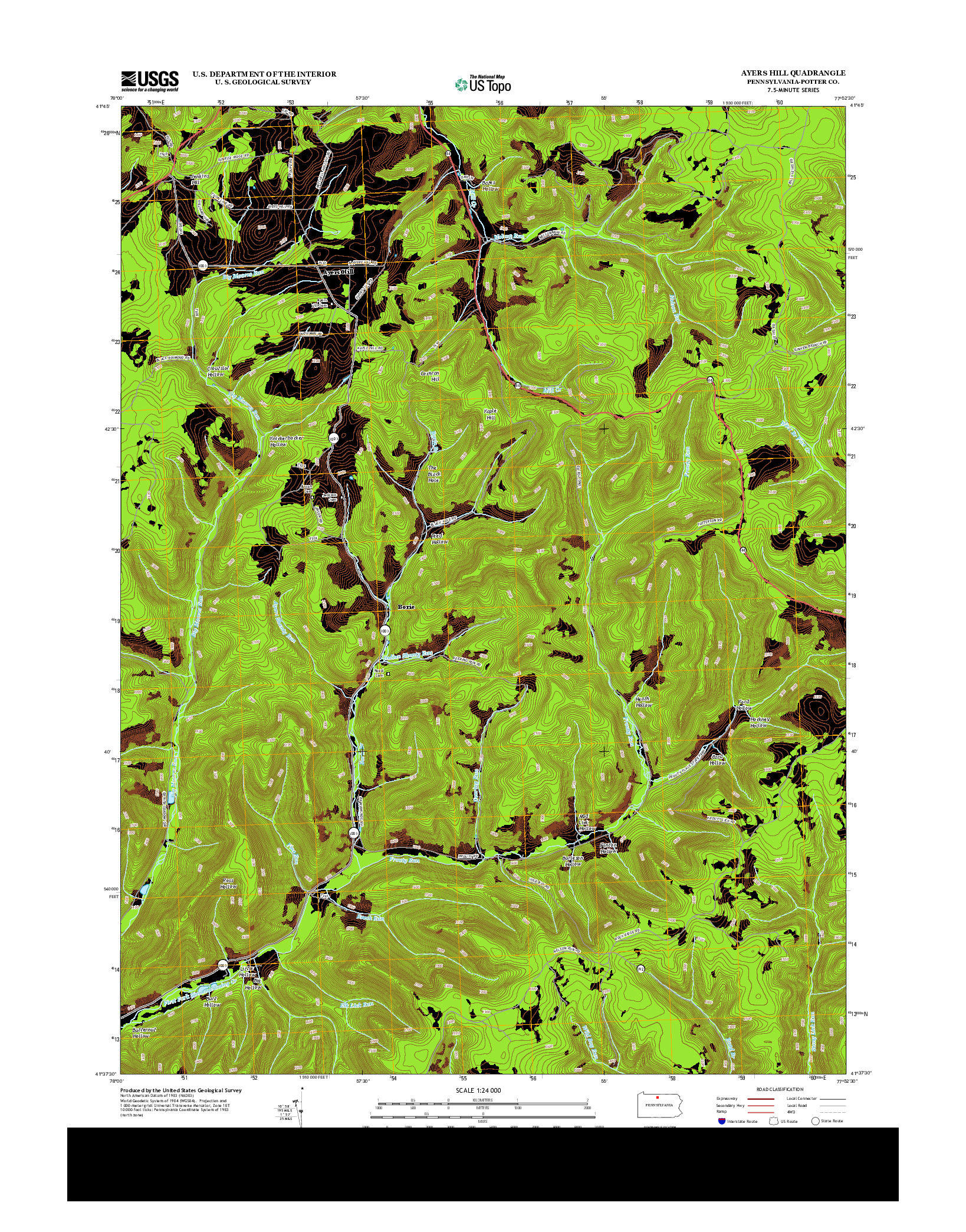 USGS US TOPO 7.5-MINUTE MAP FOR AYERS HILL, PA 2013