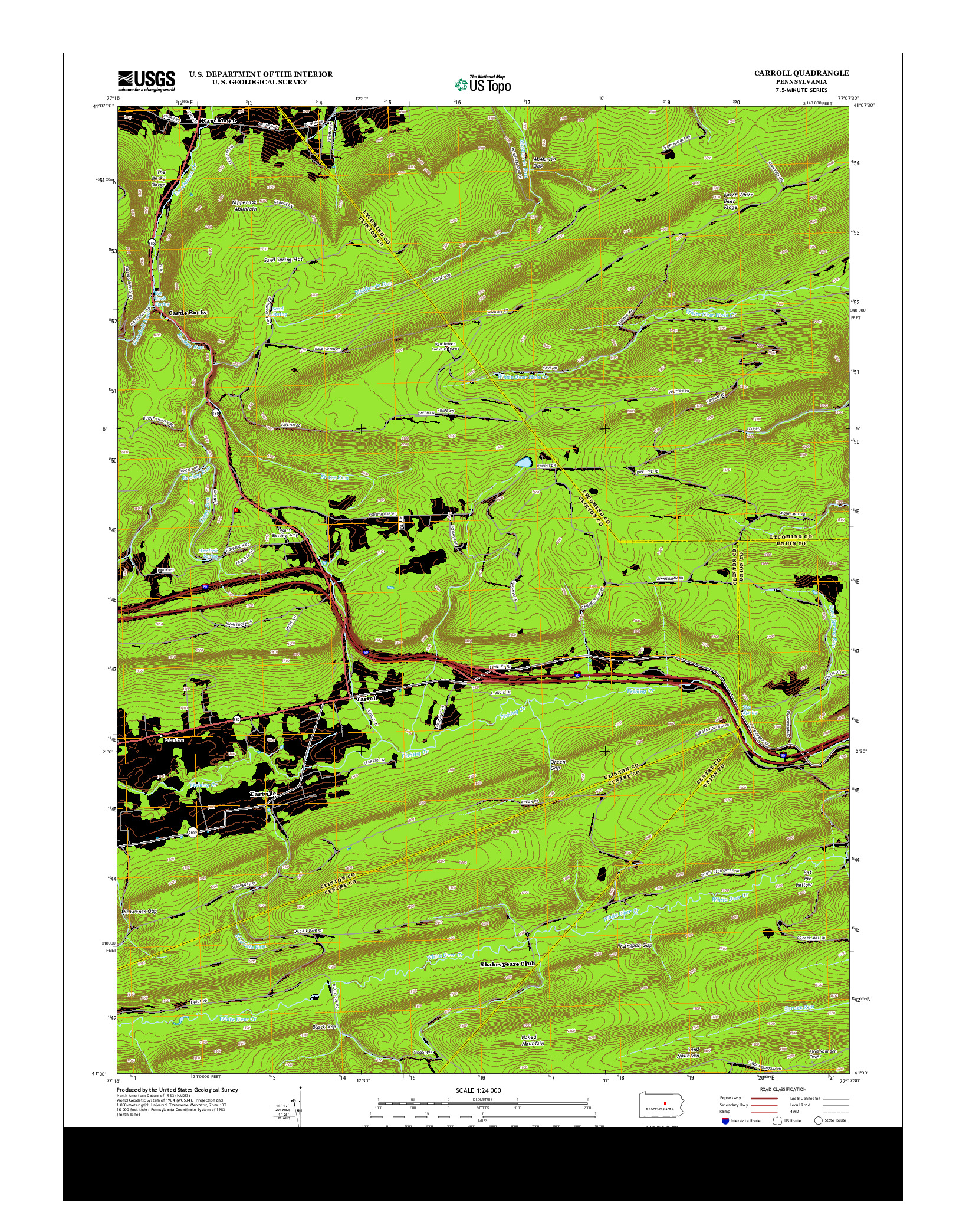 USGS US TOPO 7.5-MINUTE MAP FOR CARROLL, PA 2013