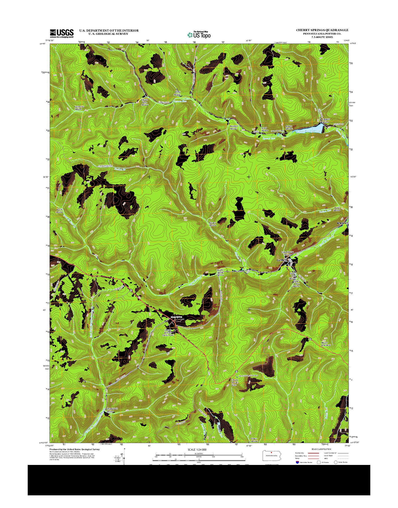 USGS US TOPO 7.5-MINUTE MAP FOR CHERRY SPRINGS, PA 2013