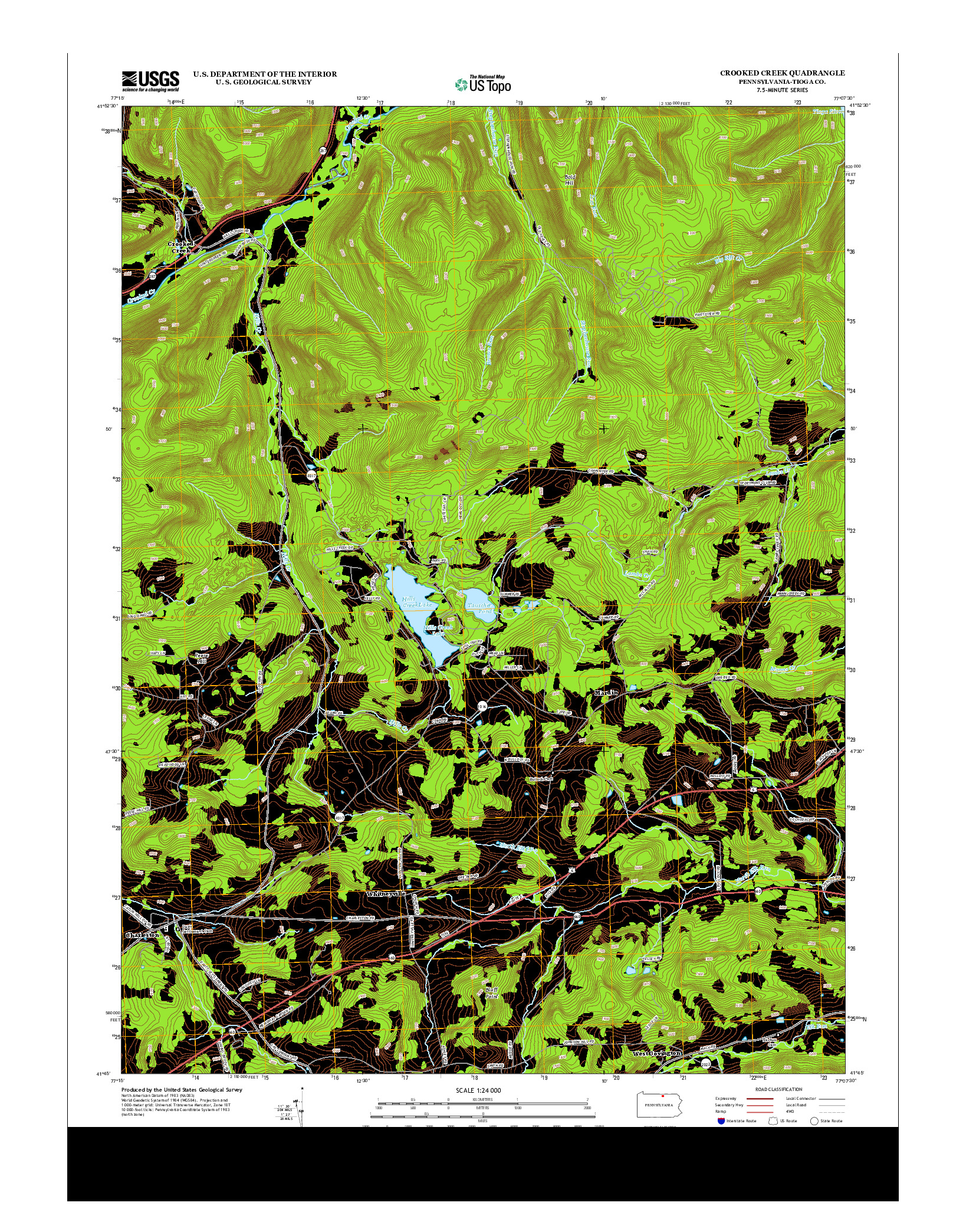 USGS US TOPO 7.5-MINUTE MAP FOR CROOKED CREEK, PA 2013
