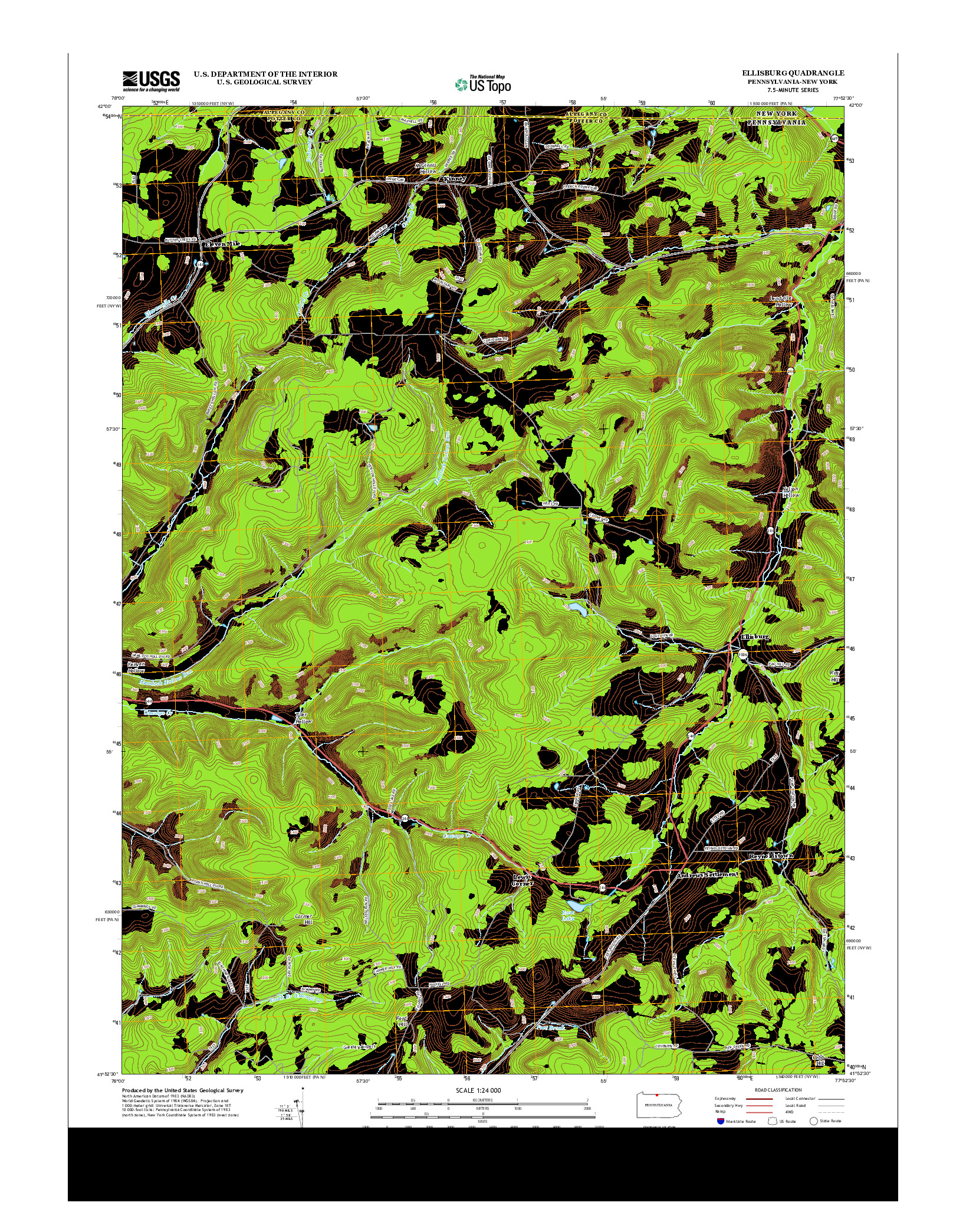 USGS US TOPO 7.5-MINUTE MAP FOR ELLISBURG, PA-NY 2013