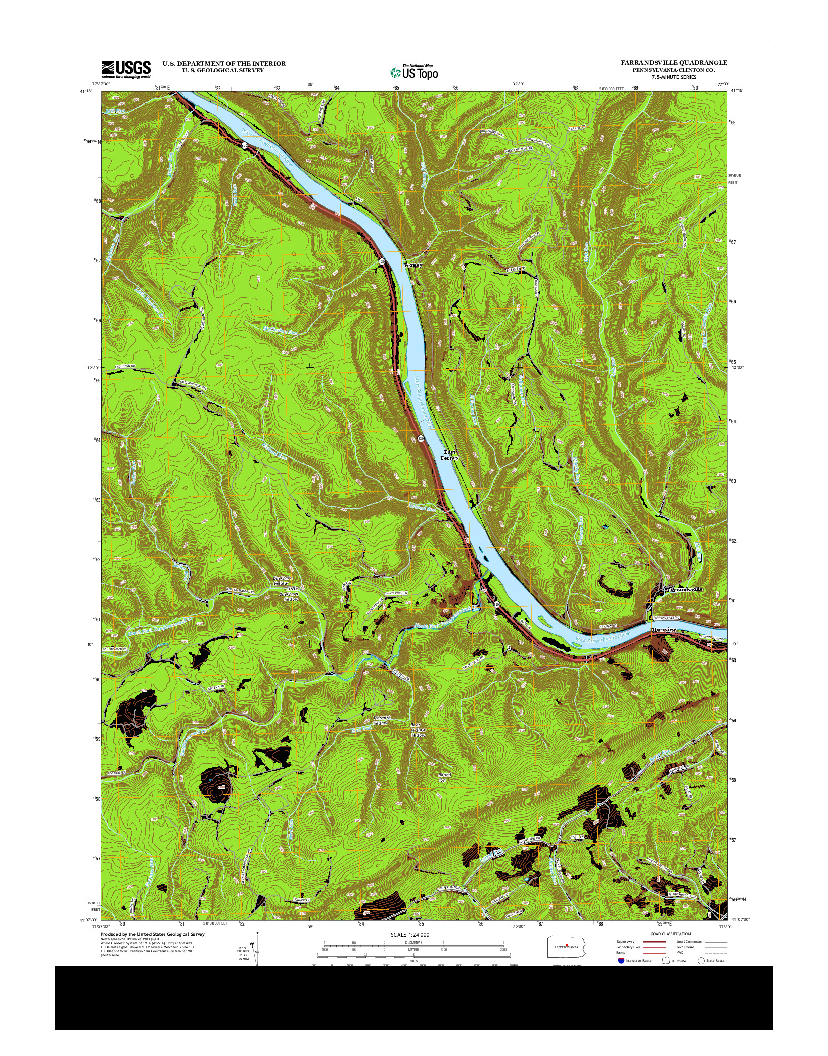USGS US TOPO 7.5-MINUTE MAP FOR FARRANDSVILLE, PA 2013