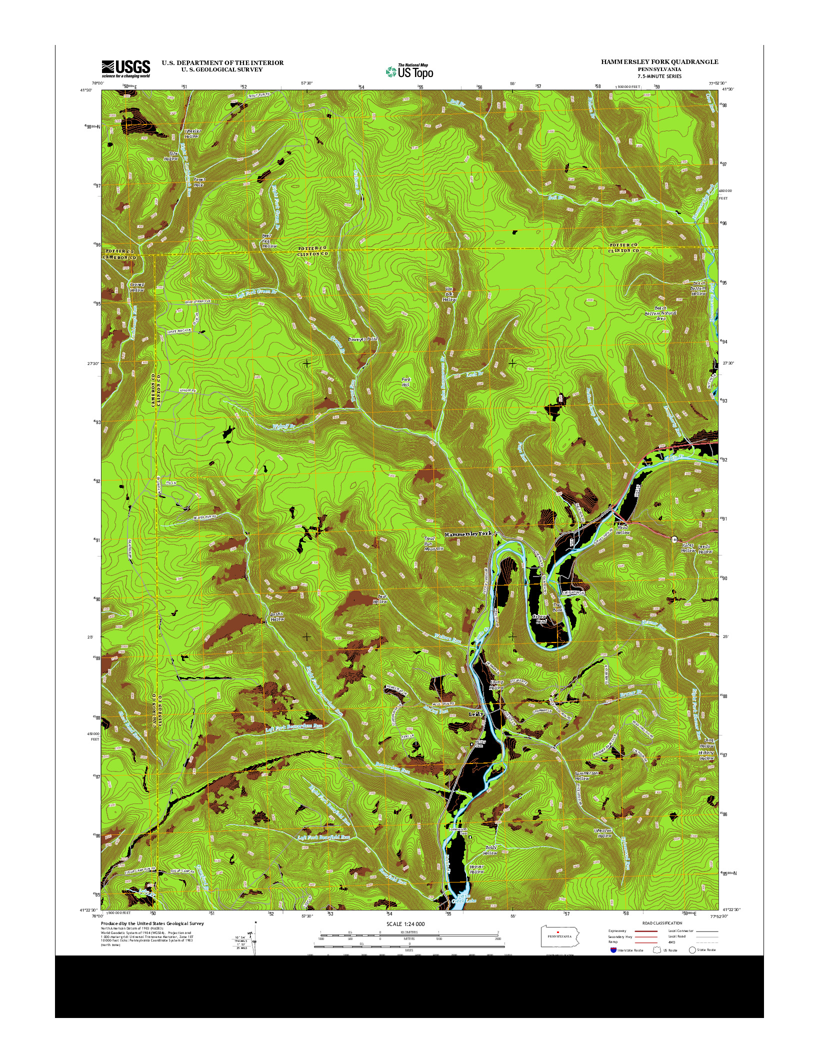 USGS US TOPO 7.5-MINUTE MAP FOR HAMMERSLEY FORK, PA 2013