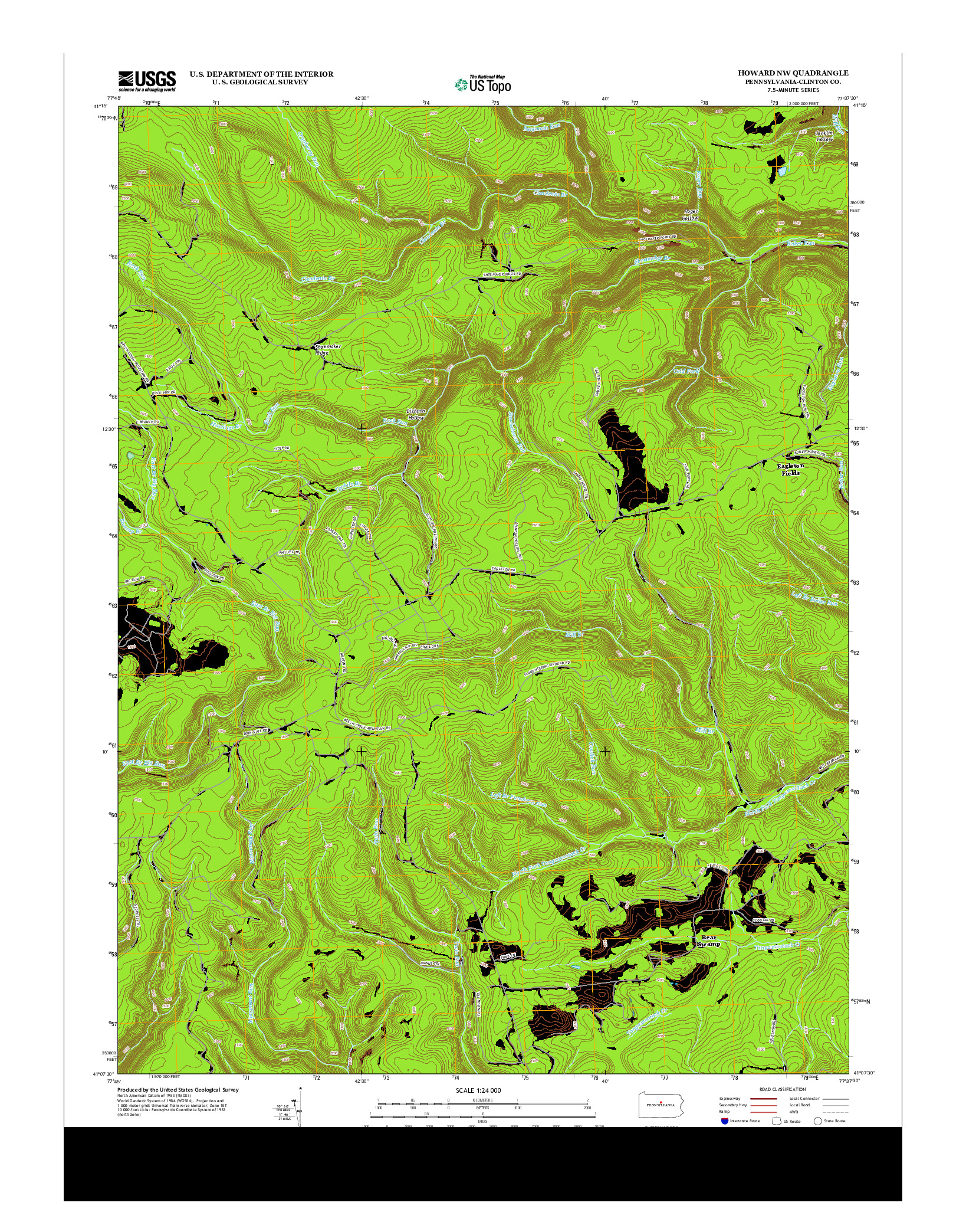 USGS US TOPO 7.5-MINUTE MAP FOR HOWARD NW, PA 2013