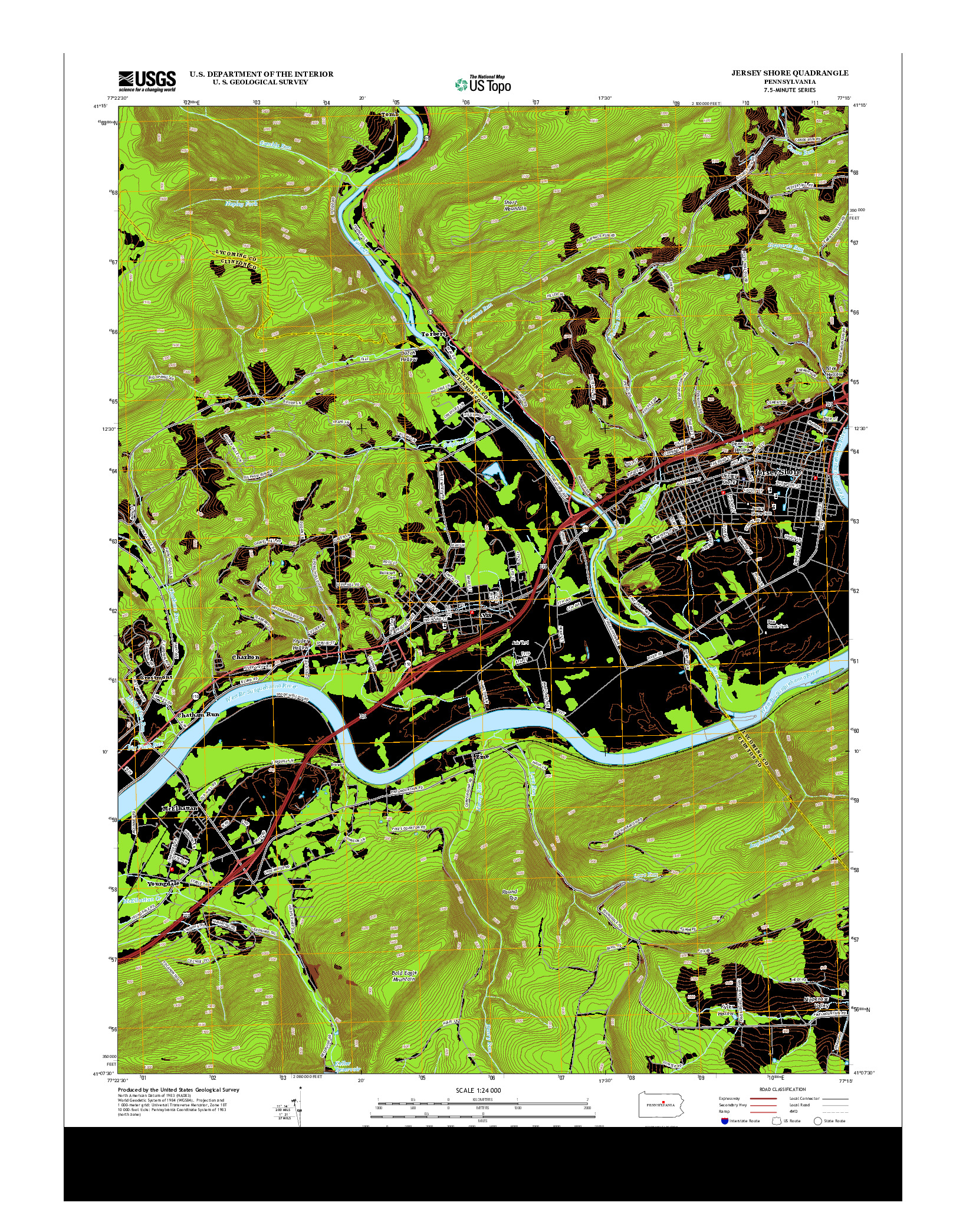 USGS US TOPO 7.5-MINUTE MAP FOR JERSEY SHORE, PA 2013