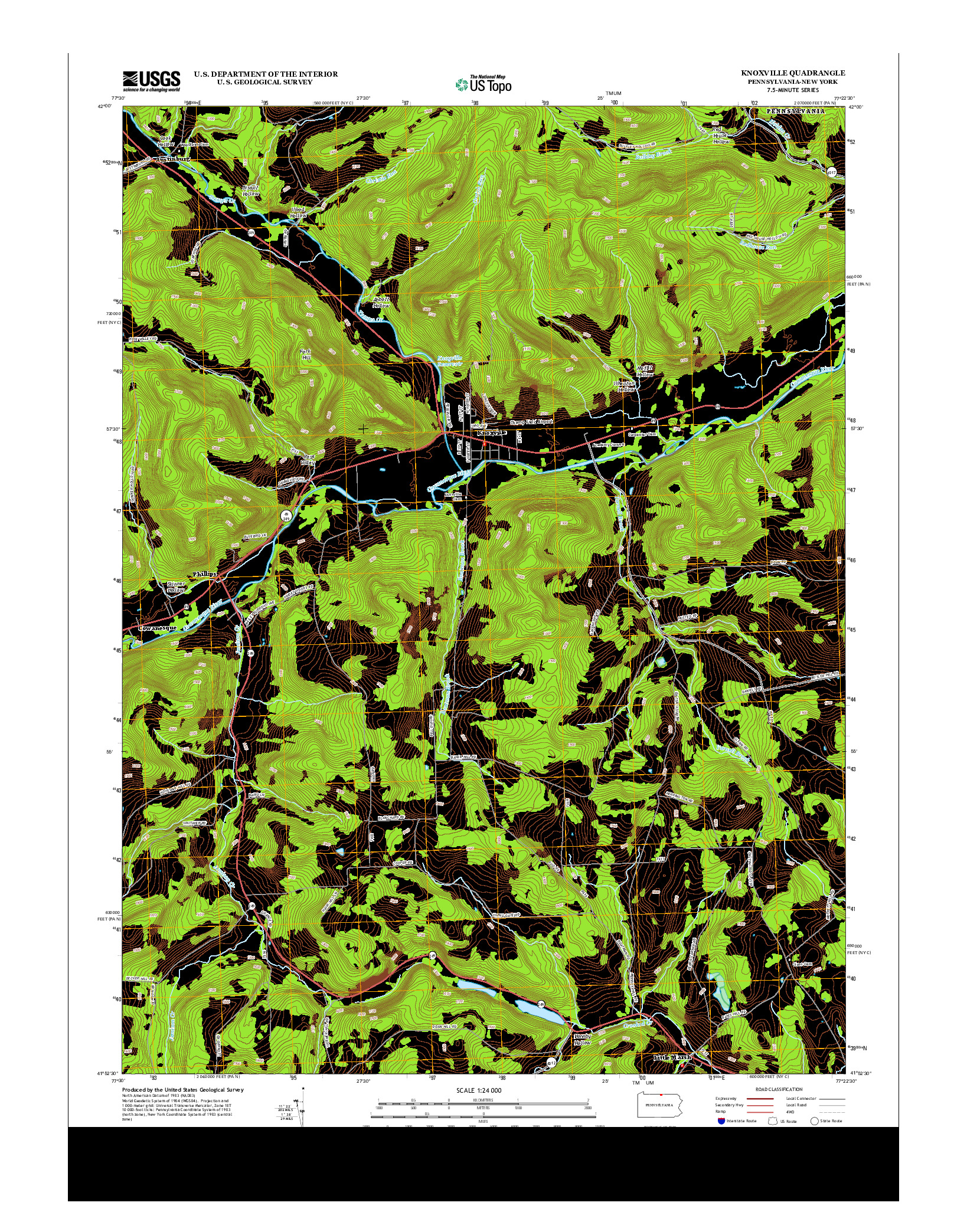 USGS US TOPO 7.5-MINUTE MAP FOR KNOXVILLE, PA-NY 2013