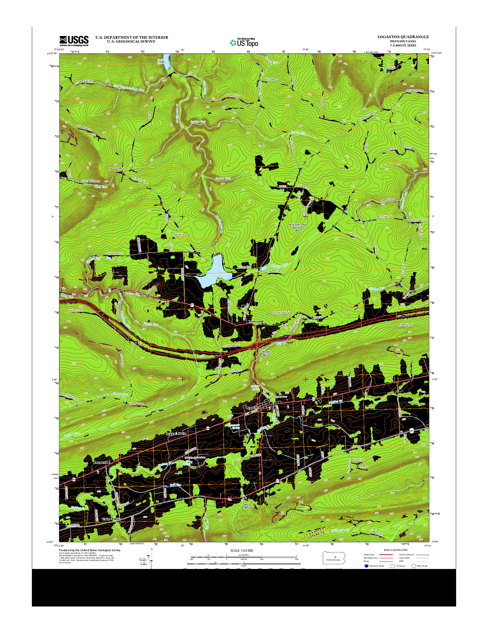 USGS US TOPO 7.5-MINUTE MAP FOR LOGANTON, PA 2013