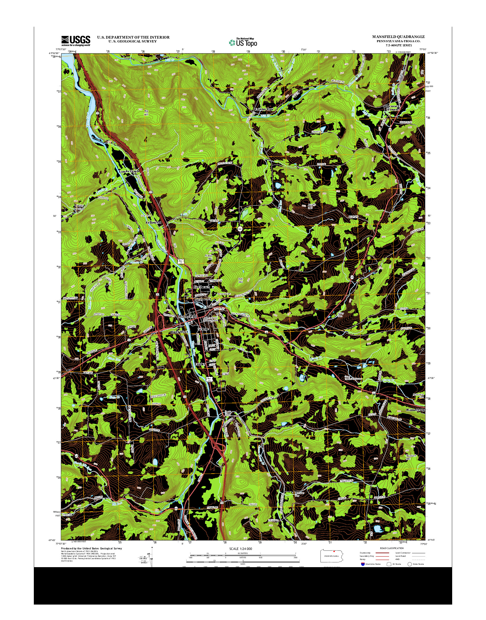 USGS US TOPO 7.5-MINUTE MAP FOR MANSFIELD, PA 2013