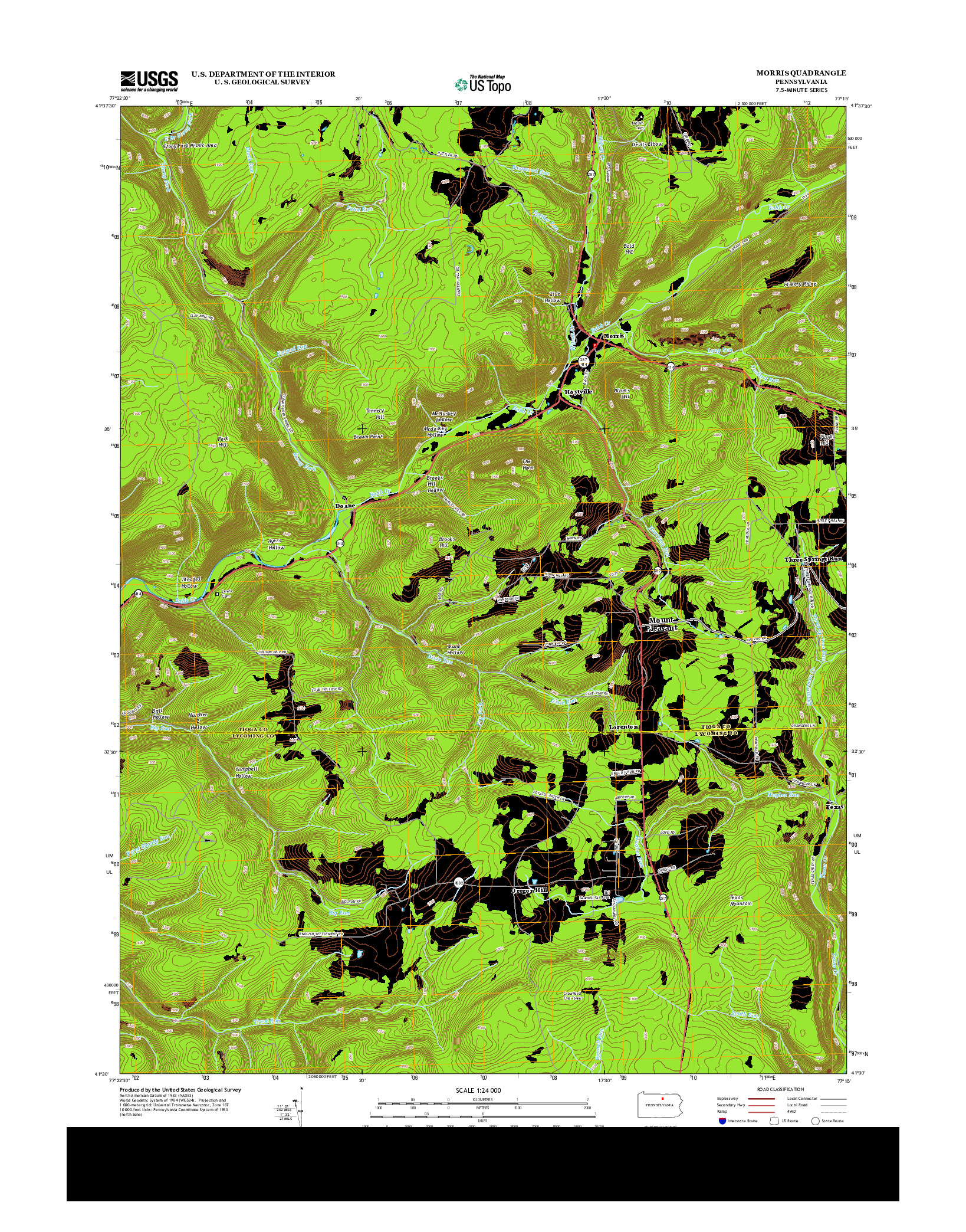 USGS US TOPO 7.5-MINUTE MAP FOR MORRIS, PA 2013