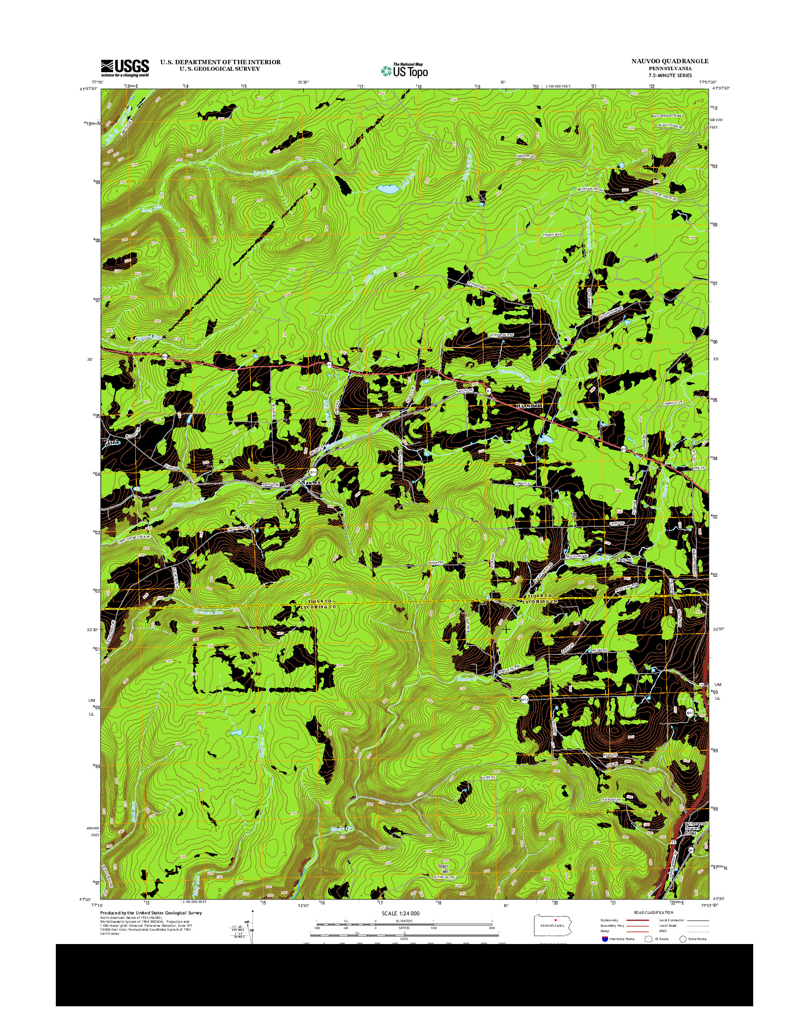 USGS US TOPO 7.5-MINUTE MAP FOR NAUVOO, PA 2013