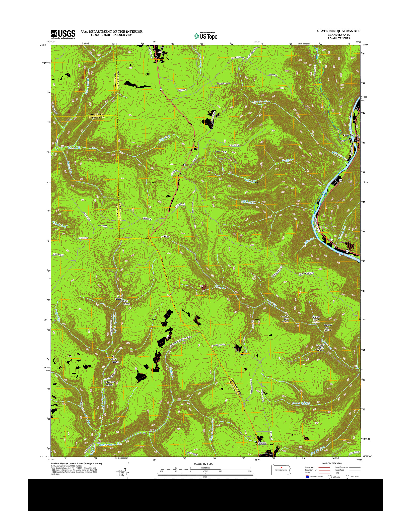 USGS US TOPO 7.5-MINUTE MAP FOR SLATE RUN, PA 2013