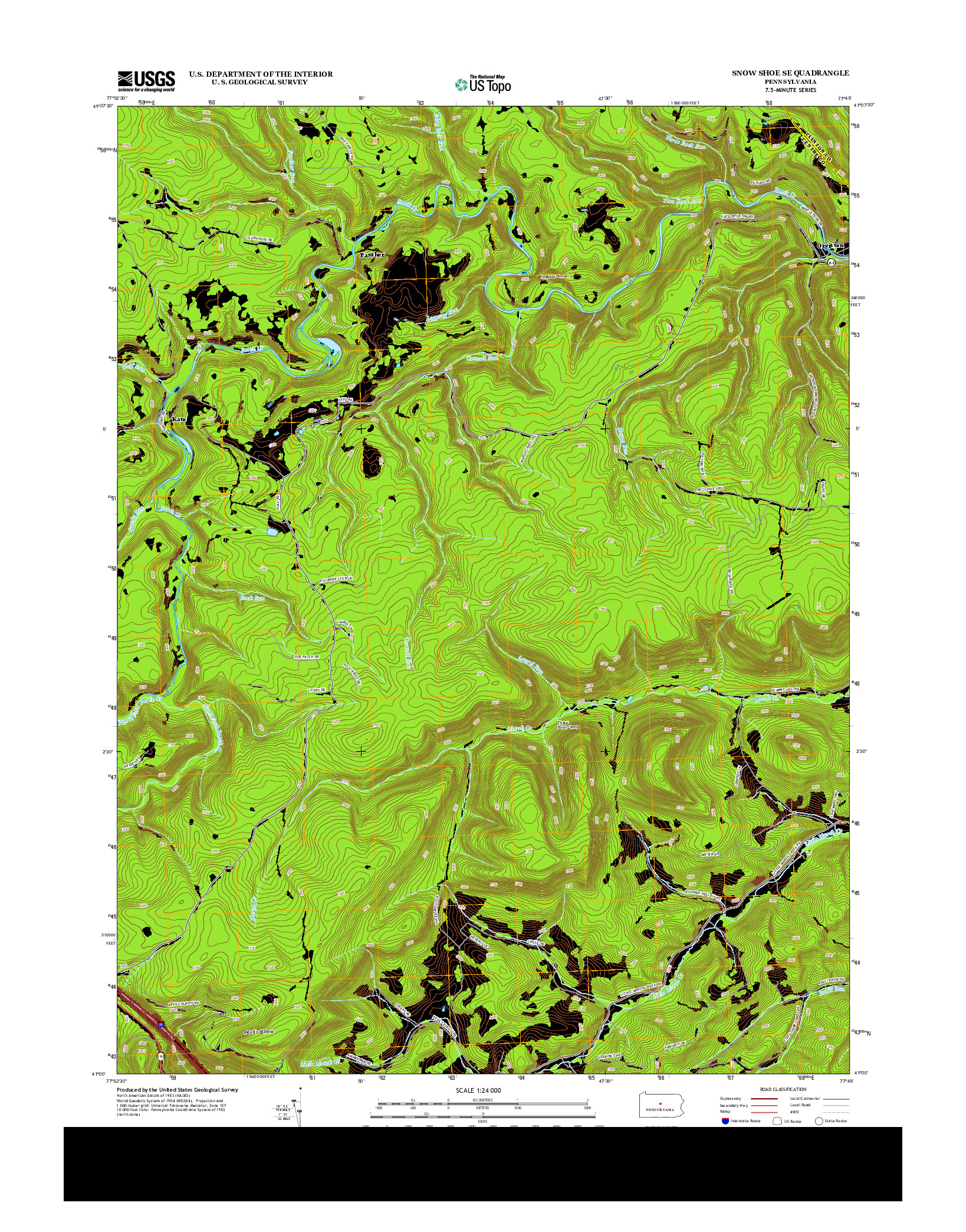 USGS US TOPO 7.5-MINUTE MAP FOR SNOW SHOE SE, PA 2013